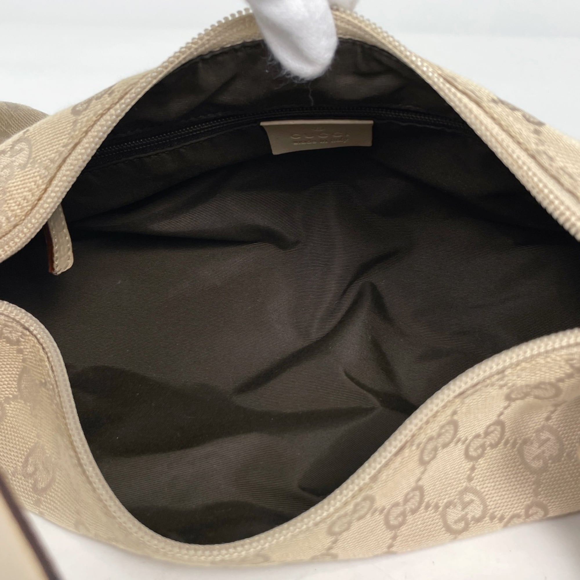 Gucci Beige Canvas Leather Shoulder Bag (Pre-Owned)