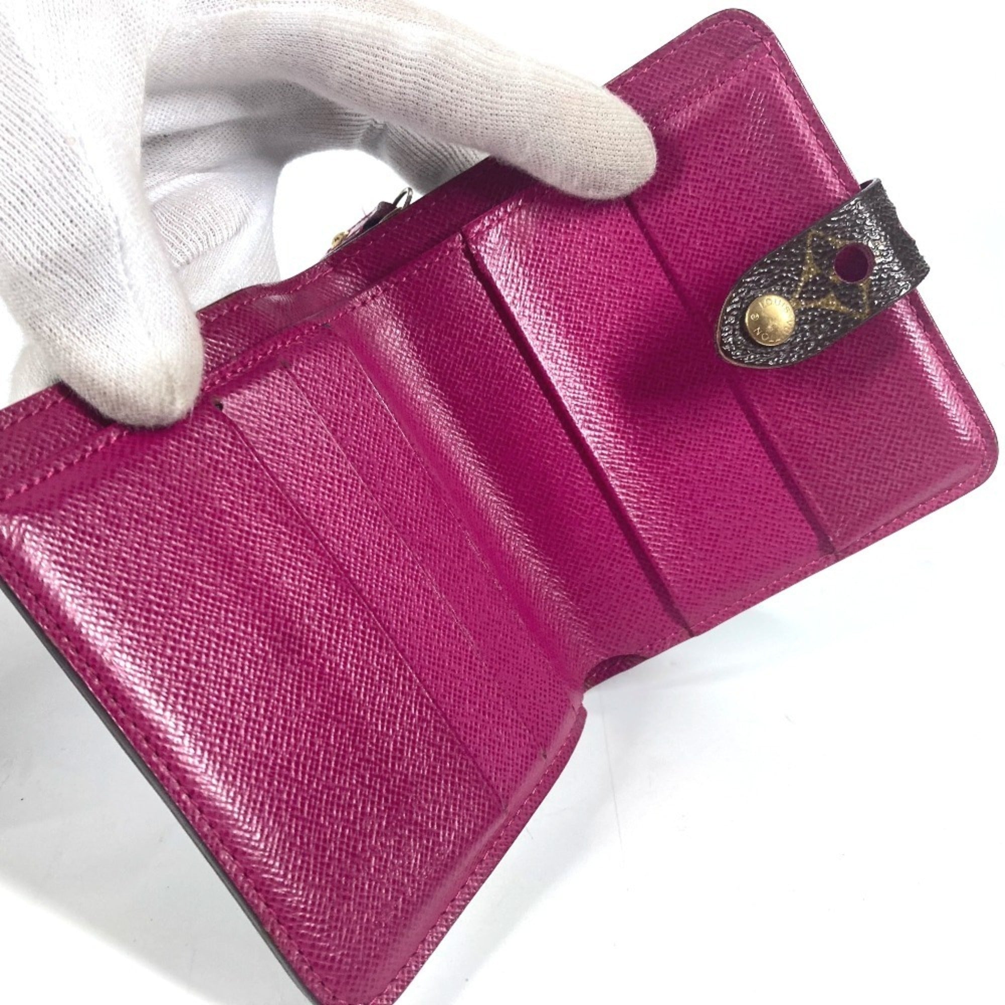 Louis Vuitton Brown Fuchsia Pink Monogram Wallet (Bi-Fold) (Pre-Owned)