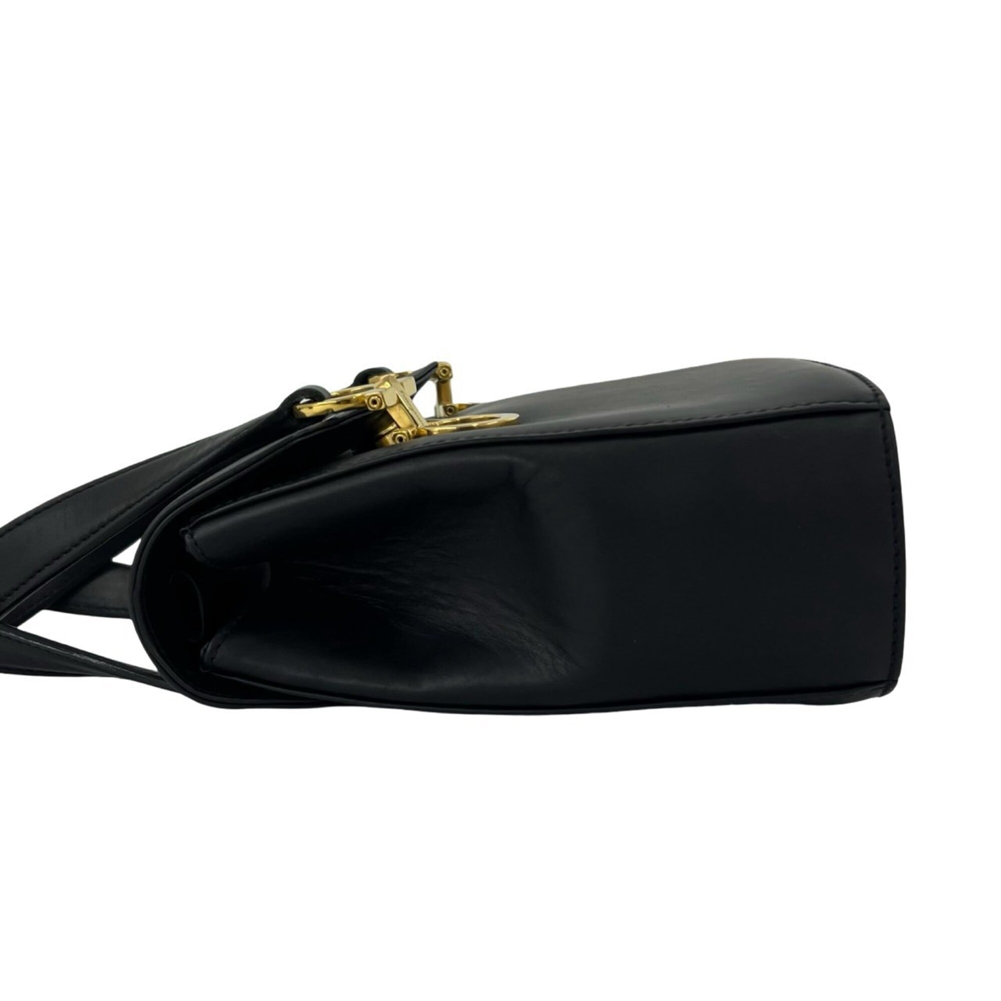 Salvatore Ferragamo Black Leather Handbag Shoulder Bag (Pre-Owned)