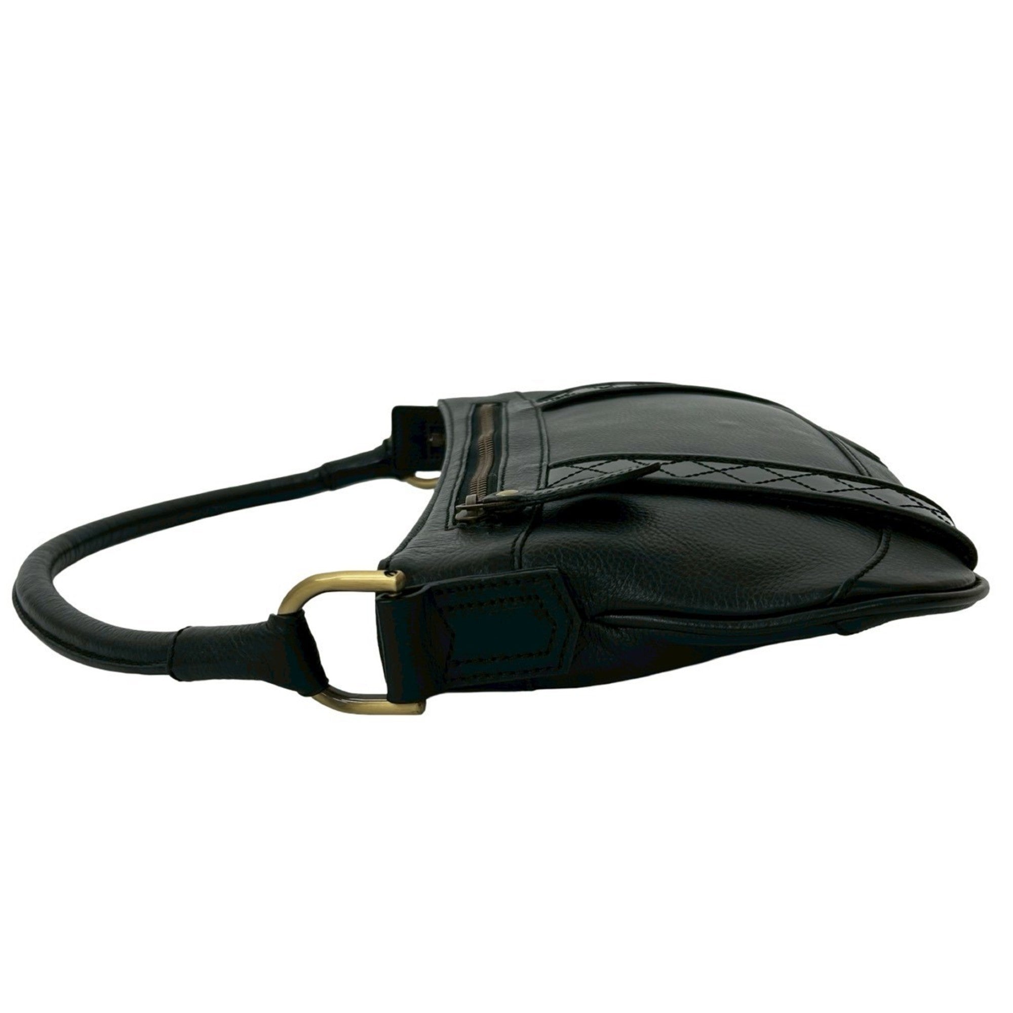 Burberry Black Leather Handbag Shoulder Bag (Pre-Owned)