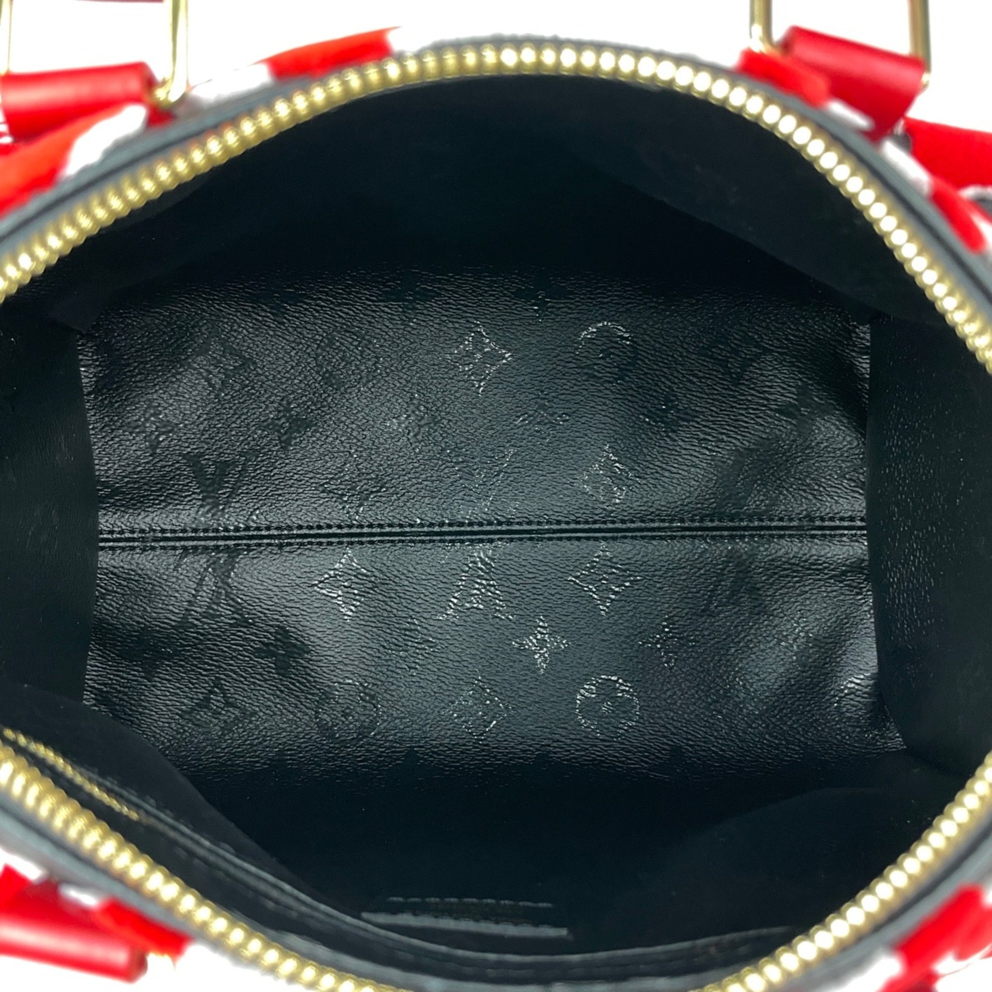 Louis Vuitton Black Red Color Monogram Handbag (Pre-Owned)