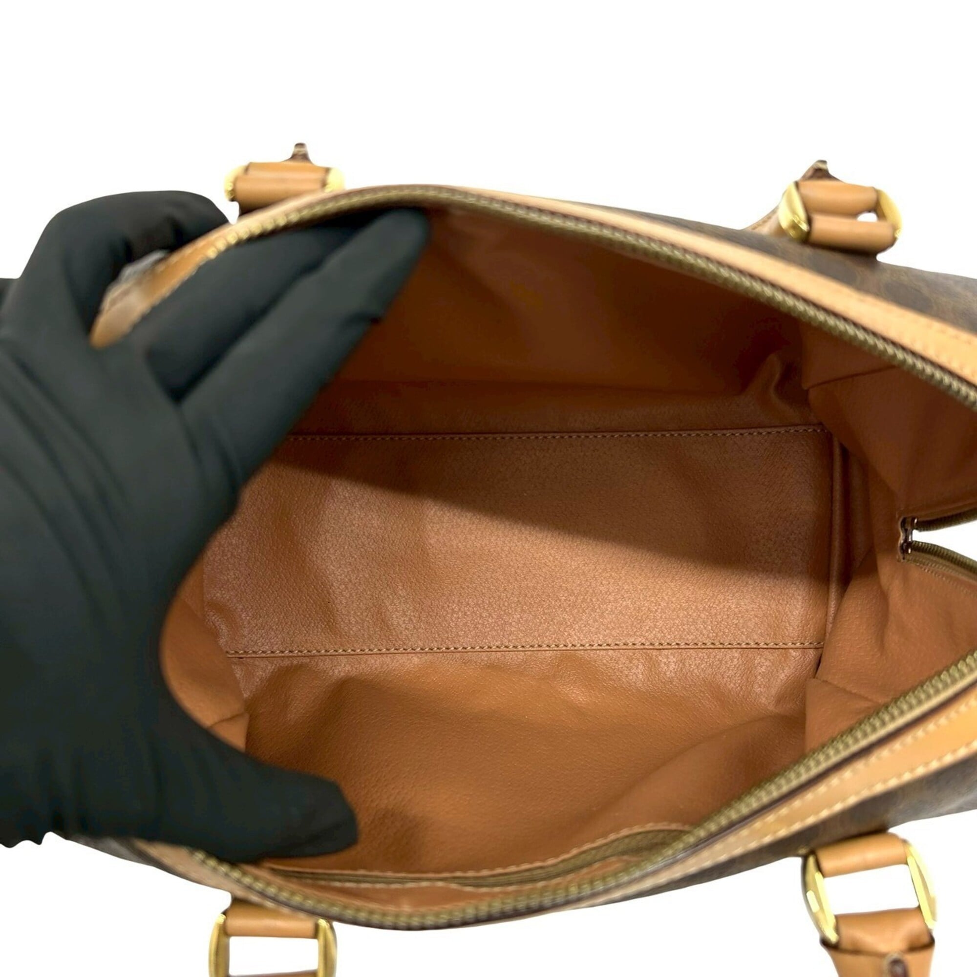 Celine Brown Leather Pvc Boston Bag Handbag (Pre-Owned)