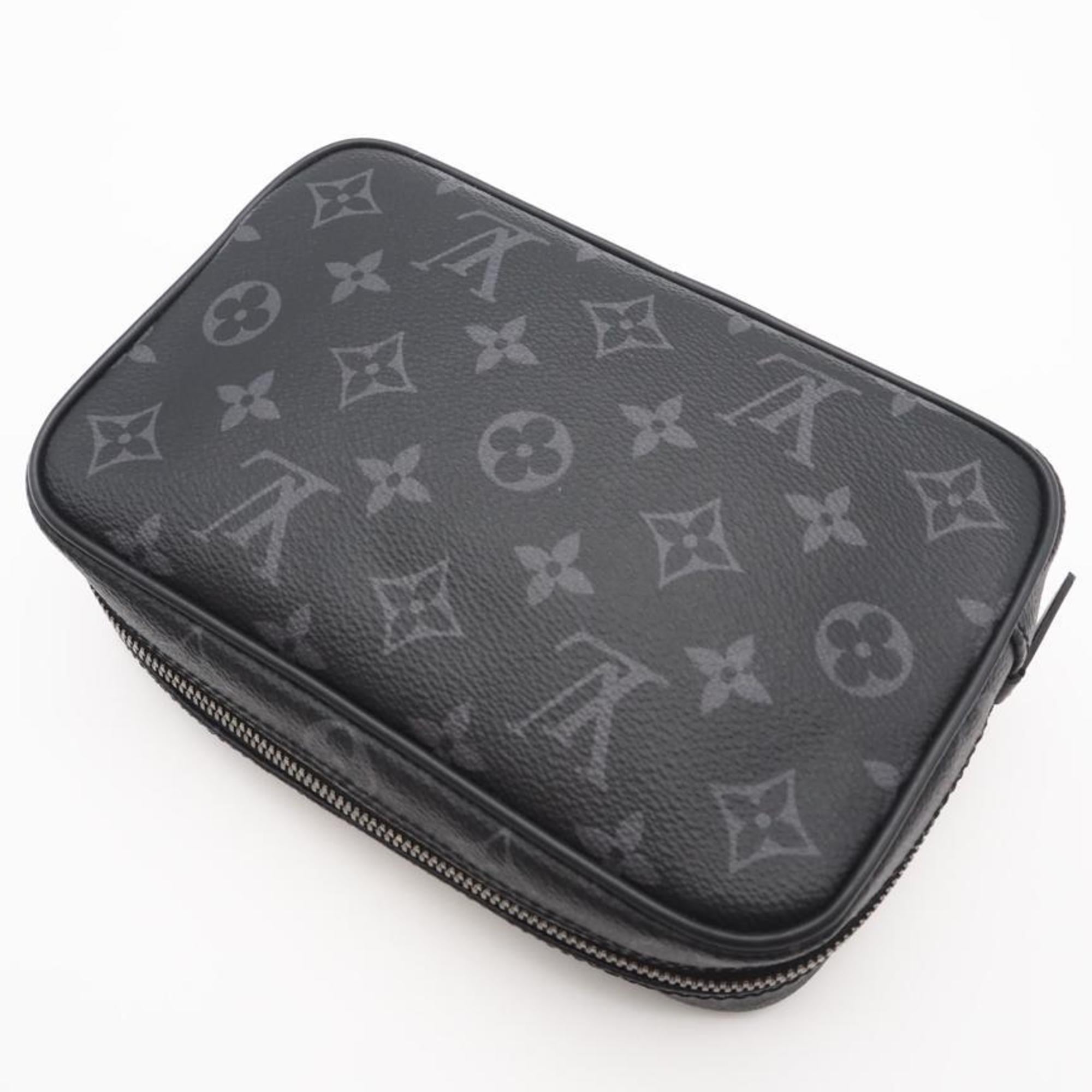 Louis Vuitton Black Gray Coated Canvas Clutch Bag (Pre-Owned)
