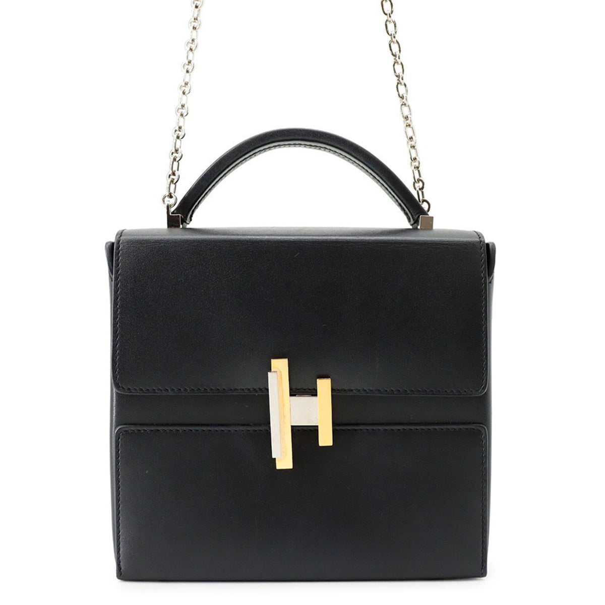 Hermes Black Tadelakt Leather Handbag (Pre-Owned)