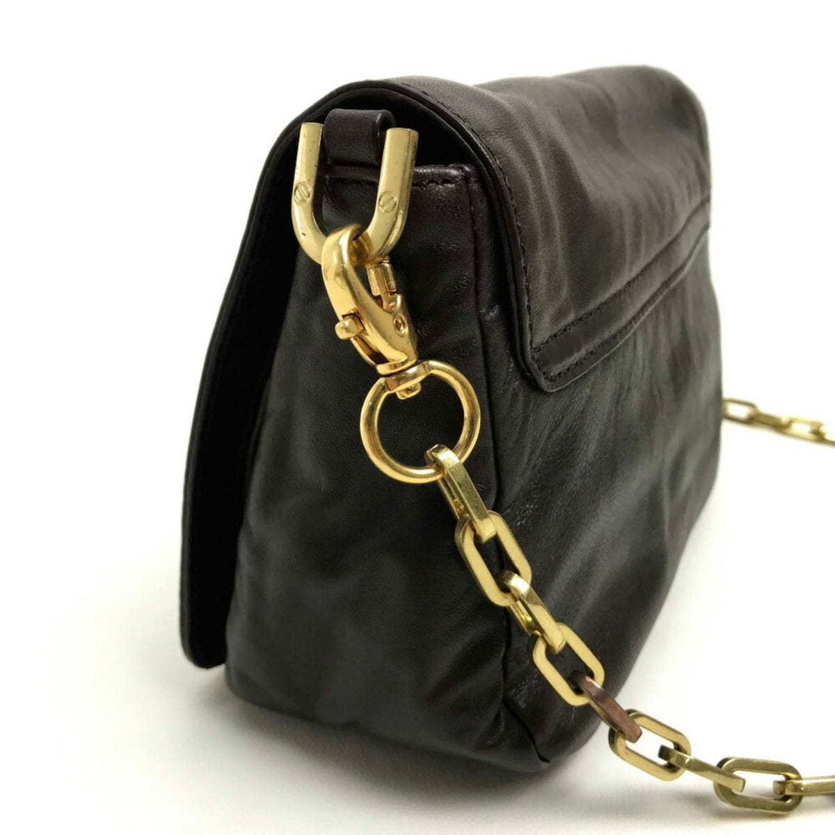 Tory Burch Dark Brown Leather Pochette Pouch Shoulder Bag (Pre-Owned)