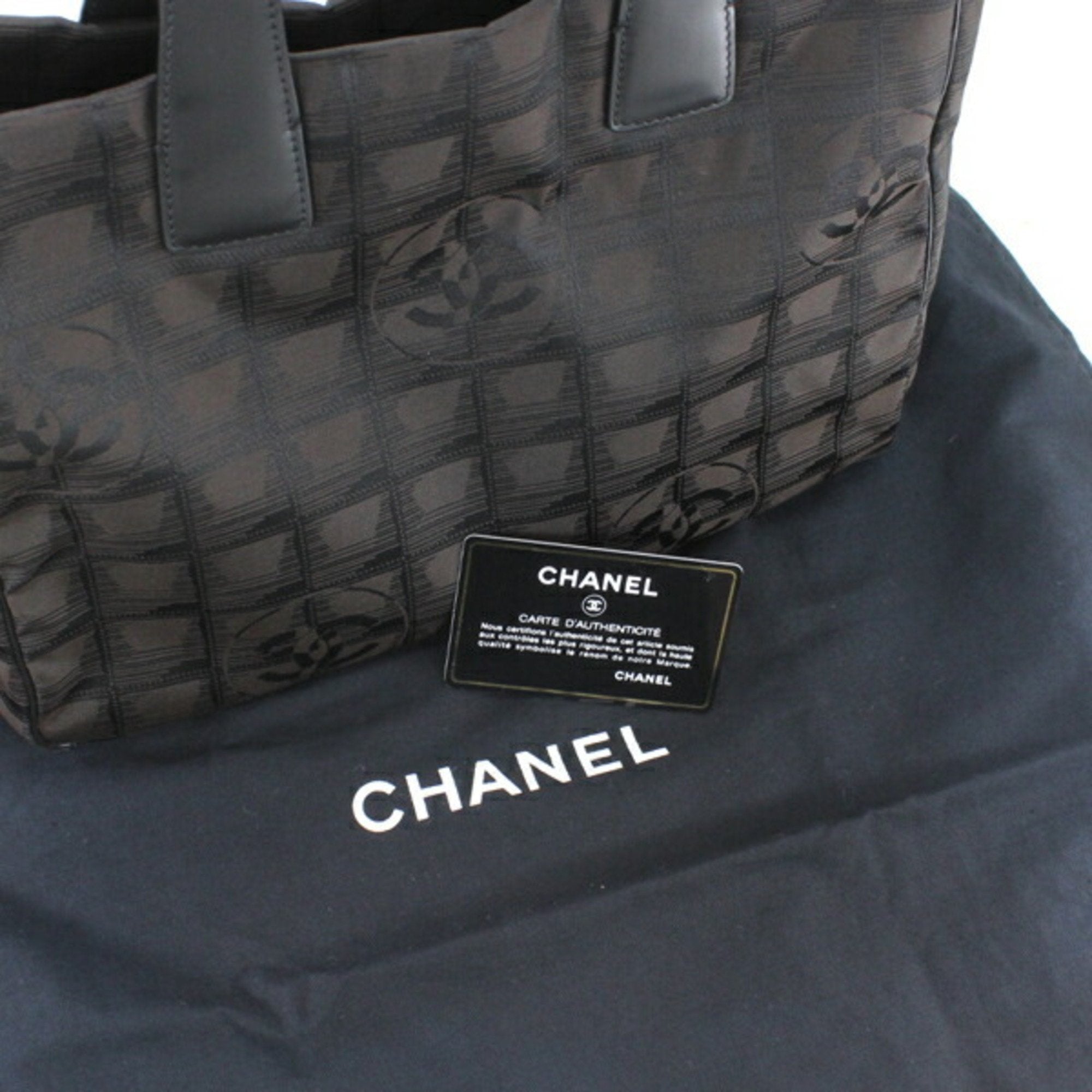 Chanel Brown Dark Brown New Travel Line Leather Handbag Tote Bag (Pre-Owned)