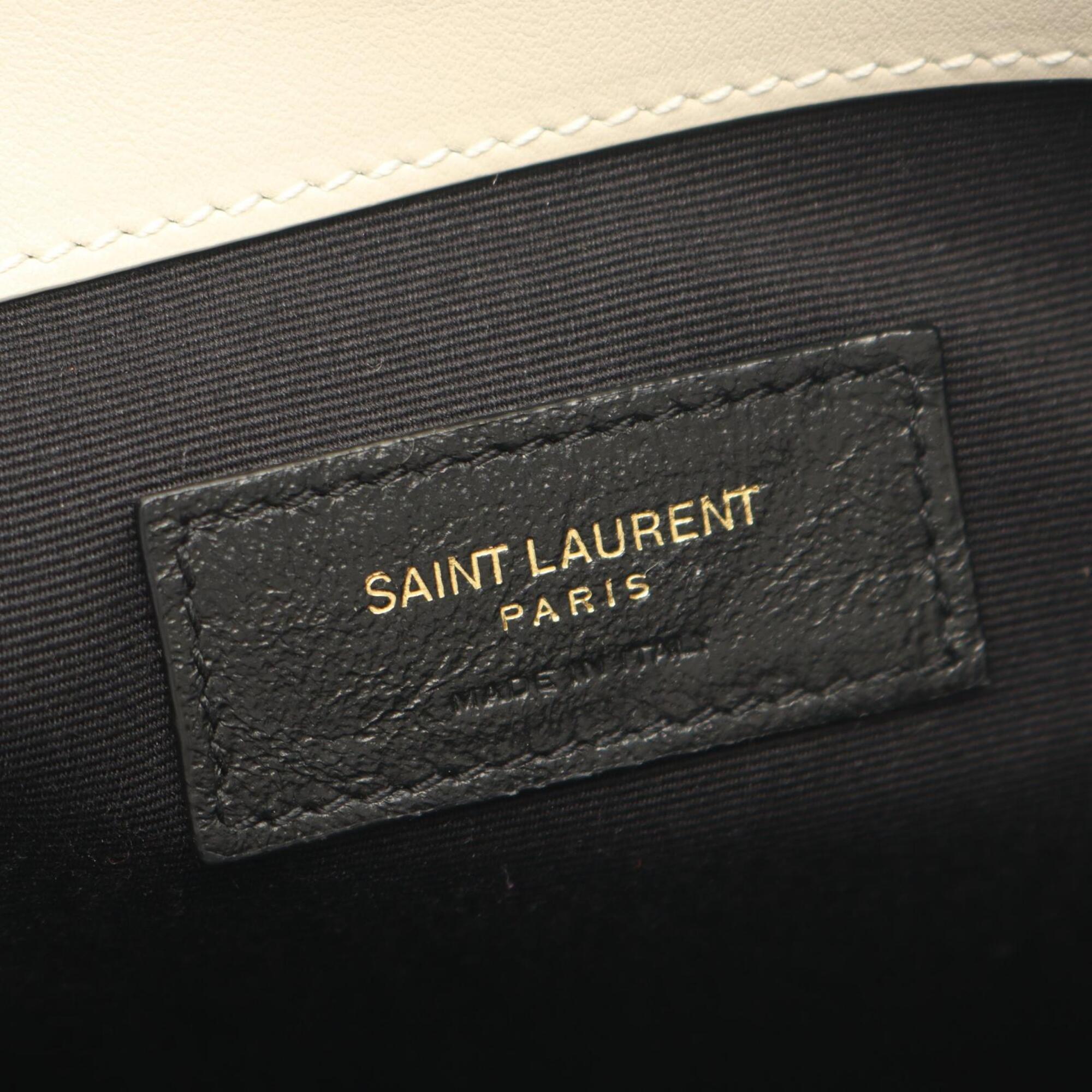 Saint Laurent Black White Leather Handbag (Pre-Owned)