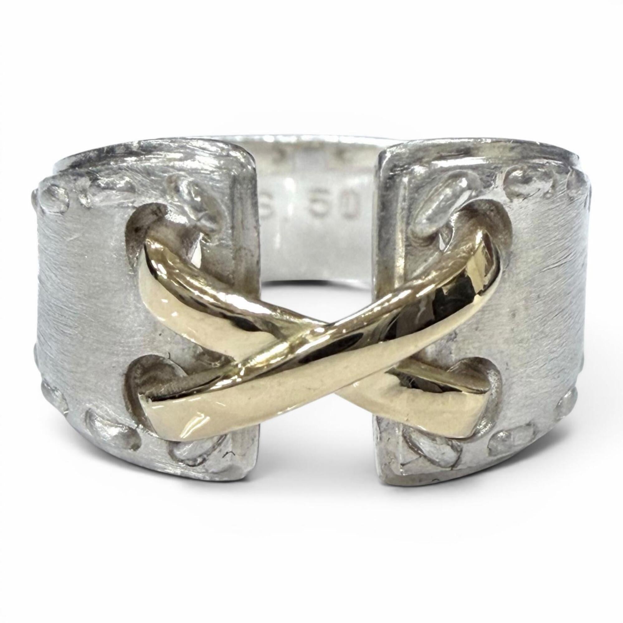 Hermes Gold Silver Silver 925 Band Ring (Pre-Owned)