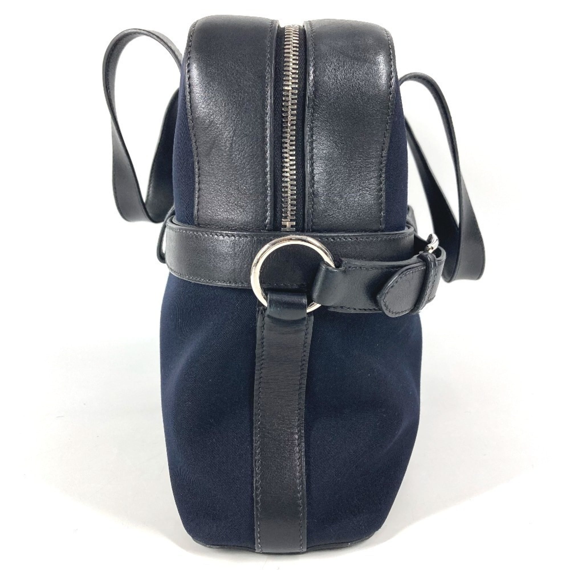 Hermes Black Canvas Leather Briefcase Handbag Tote Bag (Pre-Owned)