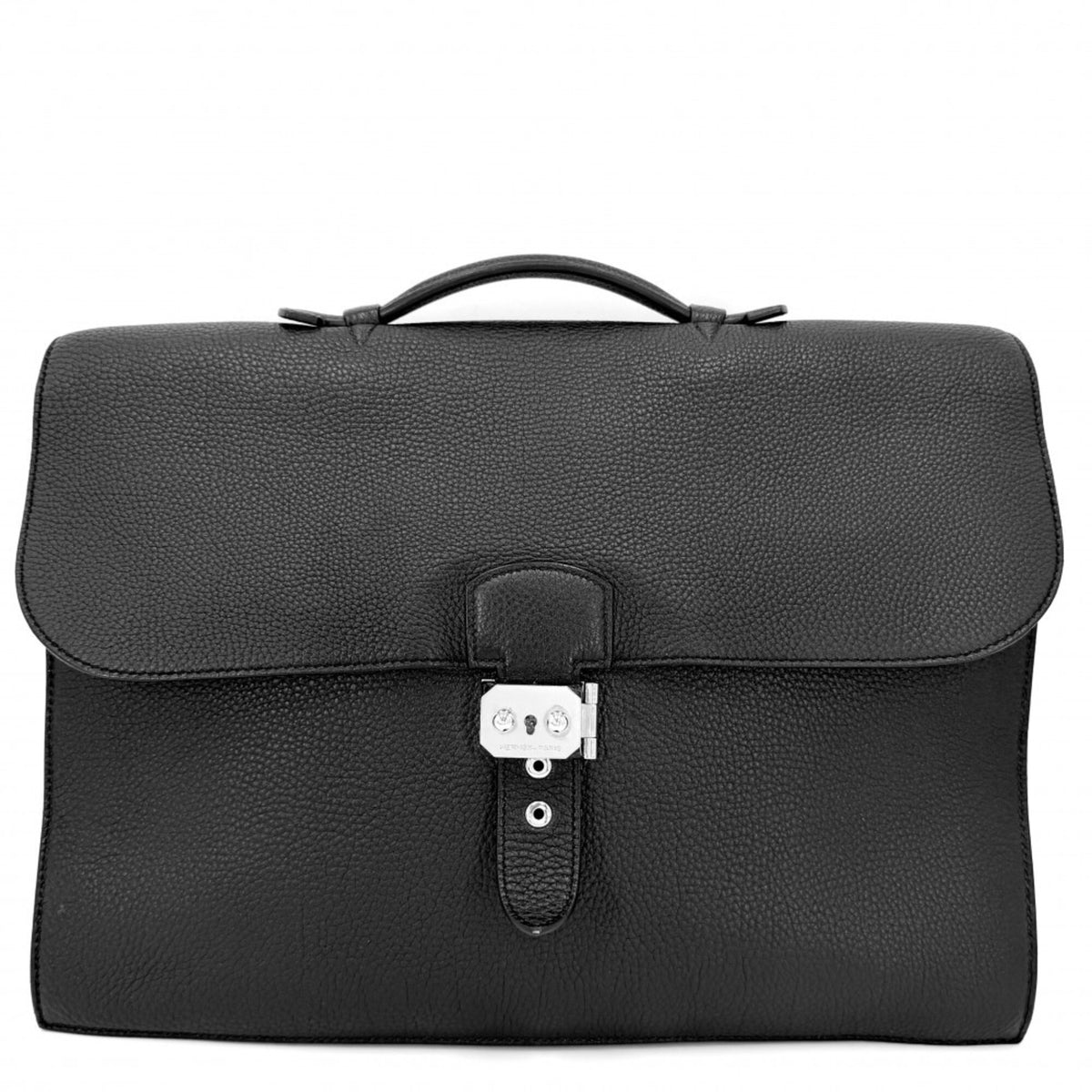 Hermes Black Leather Briefcase Handbag (Pre-Owned)