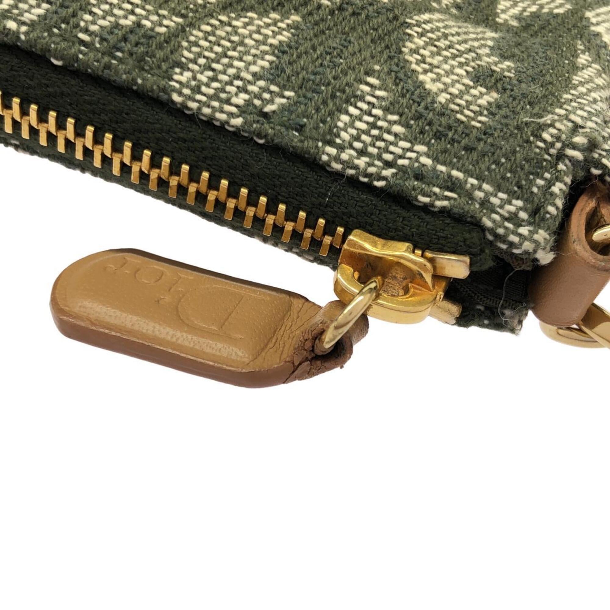 Christian Dior Green Green Canvas Shoulder Bag (Pre-Owned)