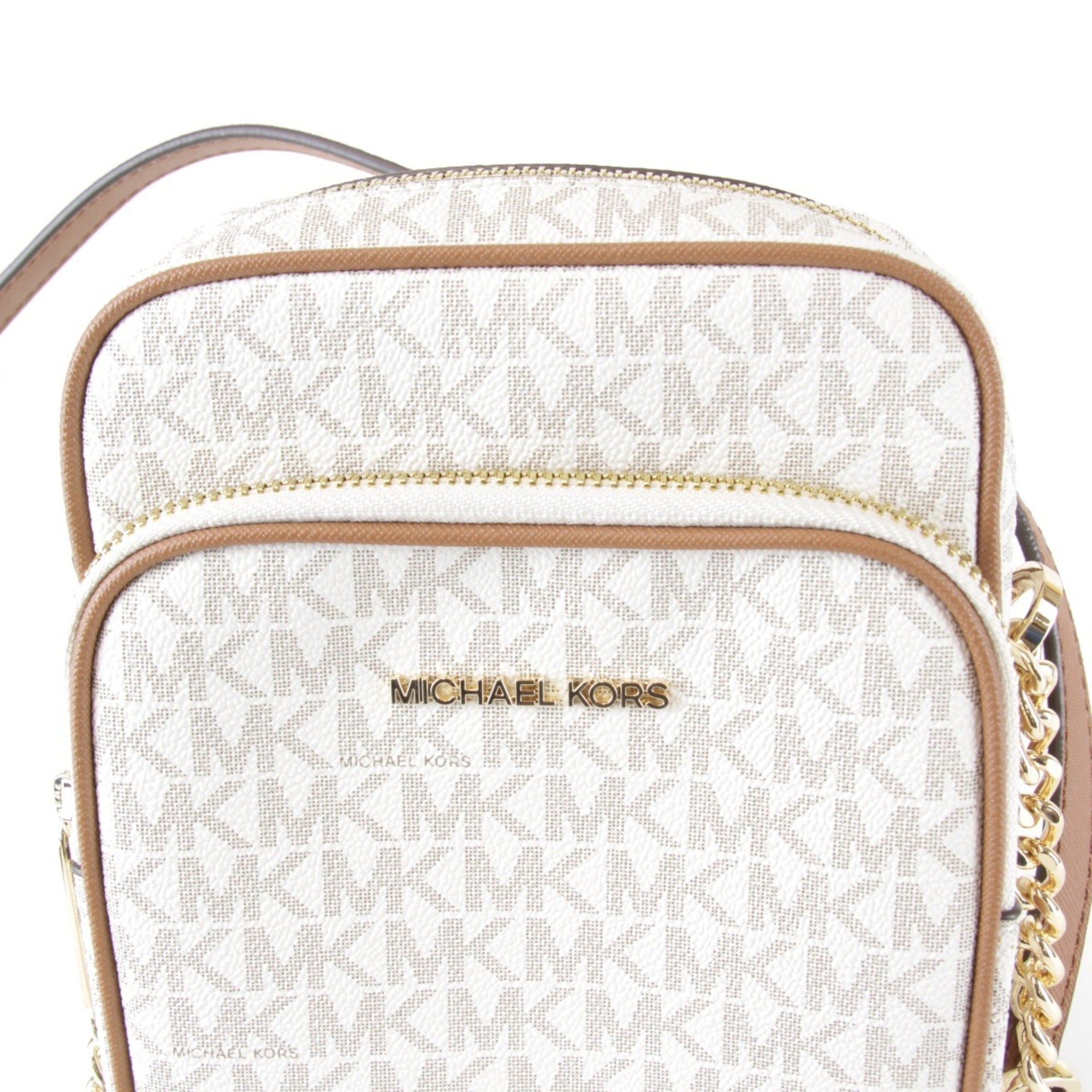 Michael Kors Jet Set Travel White Pvc Shoulder Bag Weekend Bag (Pre-Owned)