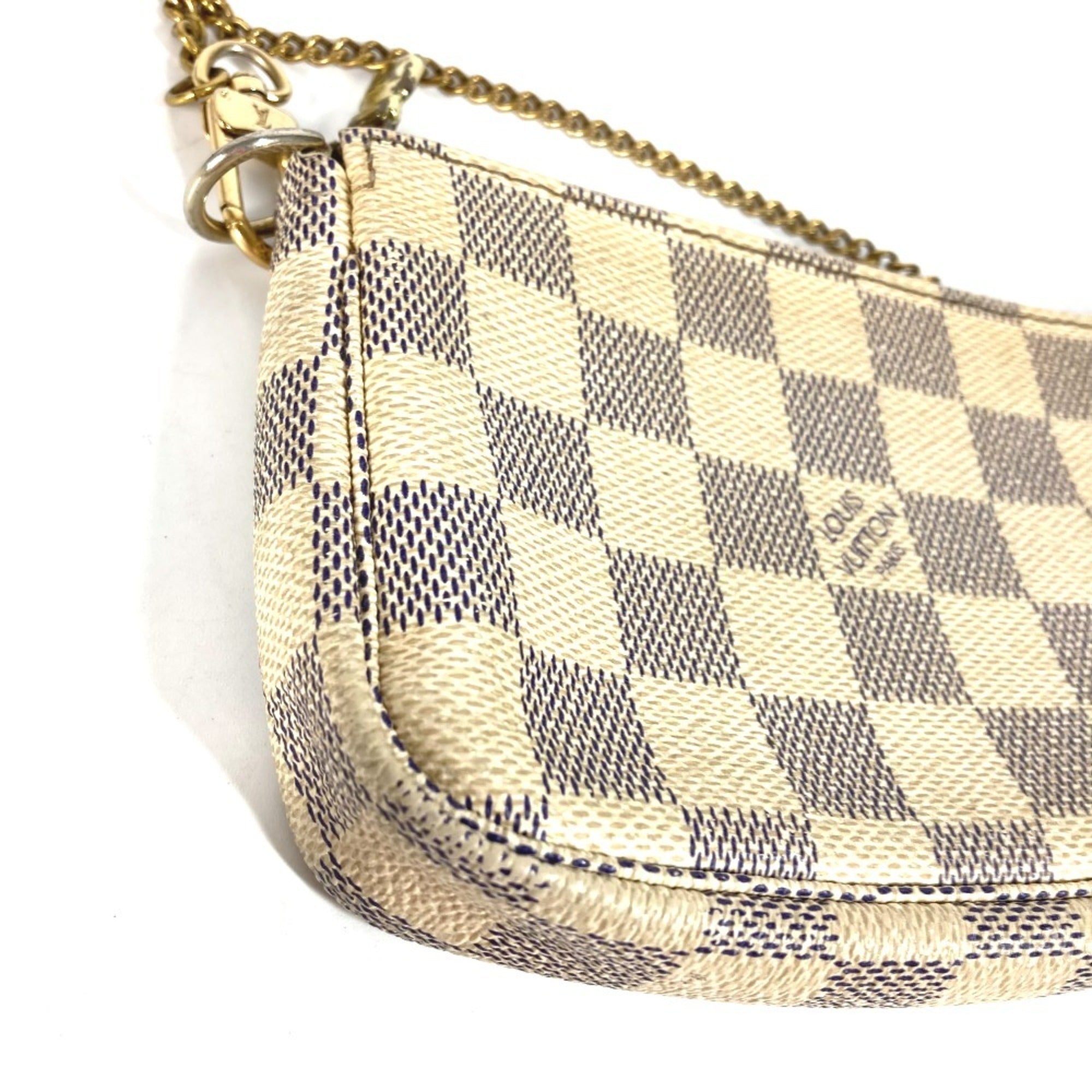 Louis Vuitton White Yellow Damier Azur Handbag Pochette Pouch (Pre-Owned)