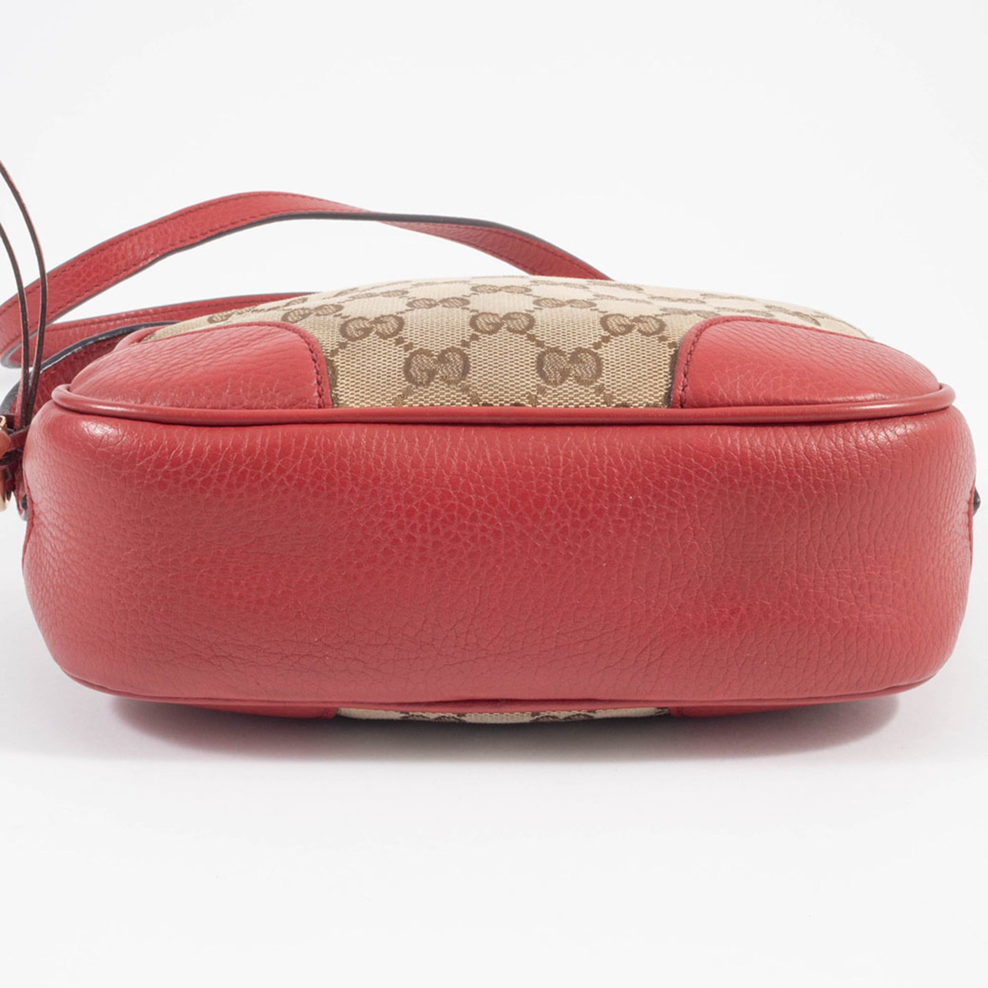 Gucci Beige Red Color Gg Canvas Leather Shoulder Bag (Pre-Owned)