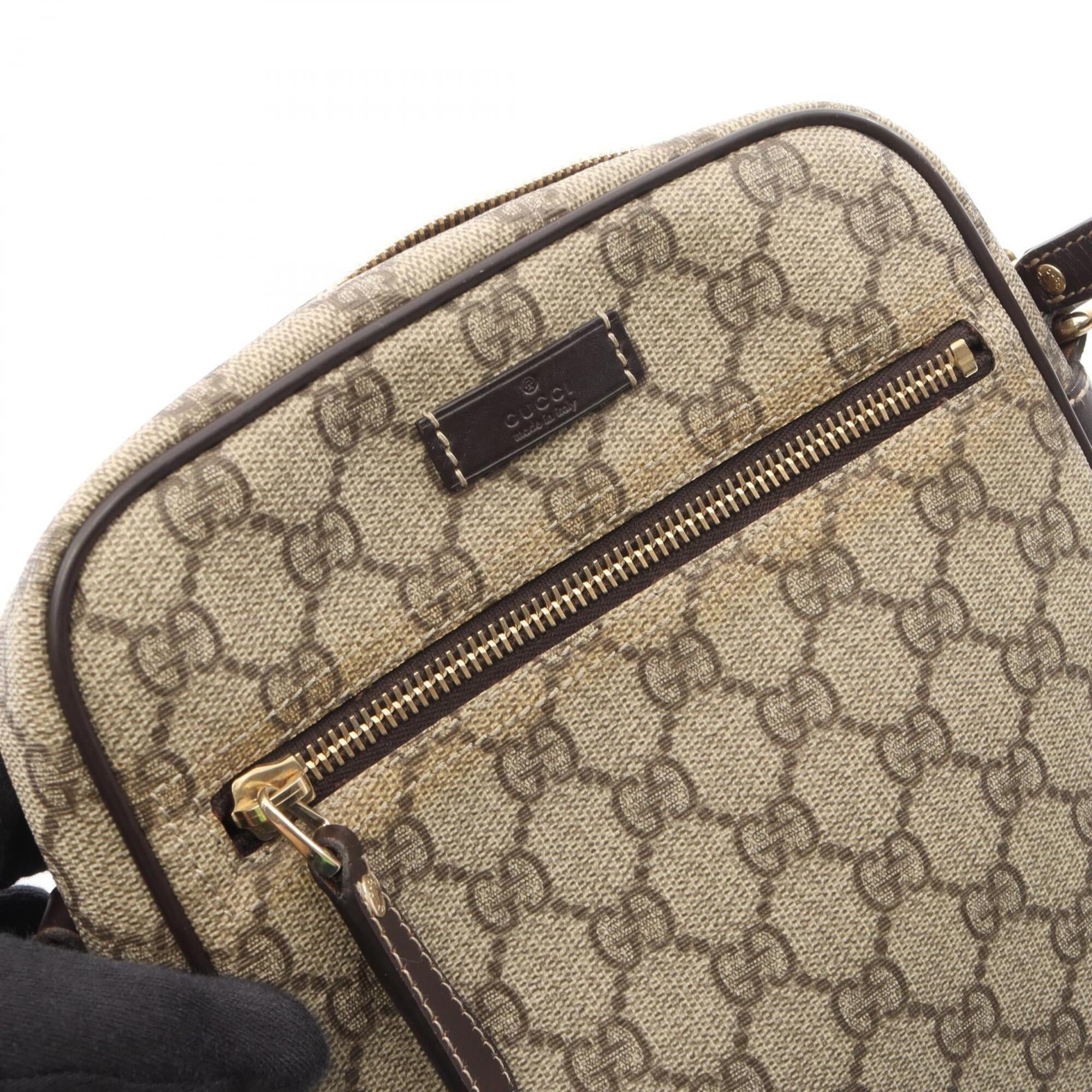 Gucci Beige Brown Gg Supreme Leather Shoulder Bag (Pre-Owned)