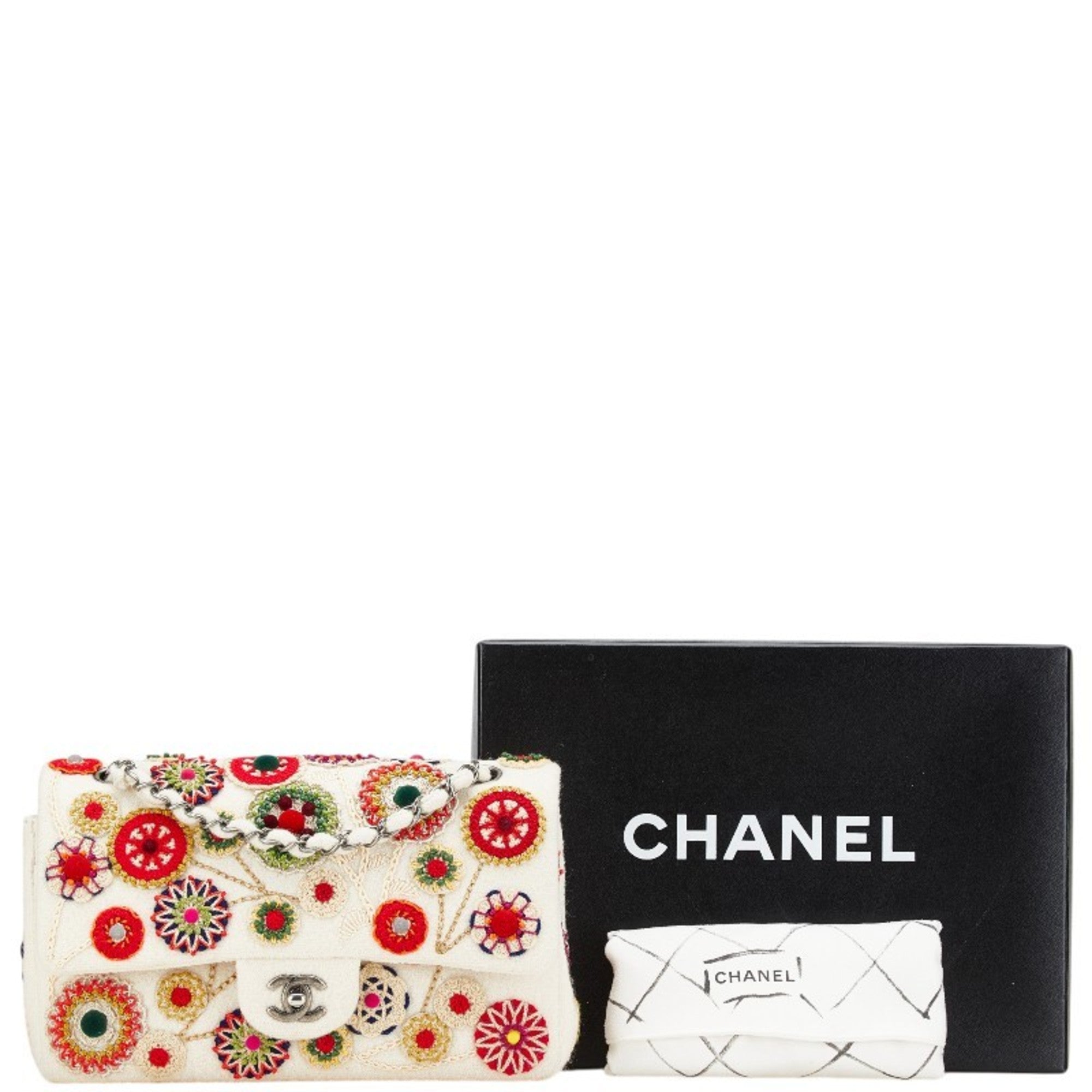 Chanel Matelasse Beige Multi-Color Cotton Handbag Shoulder Bag (Pre-Owned)