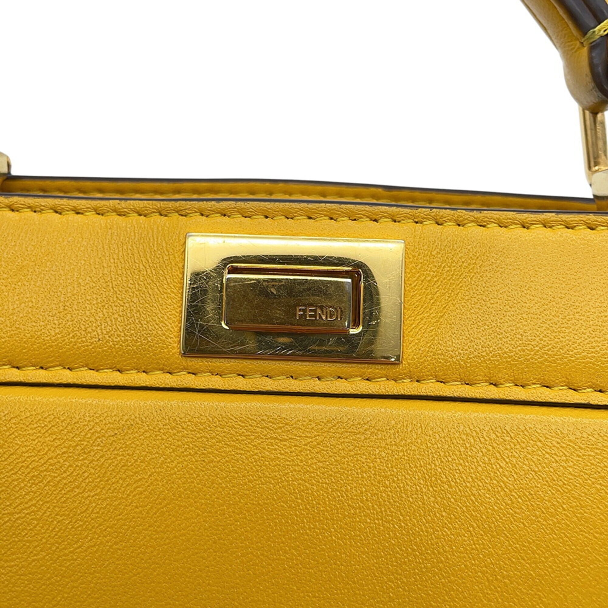 Fendi Peekaboo Yellow Leather Handbag (Pre-Owned)