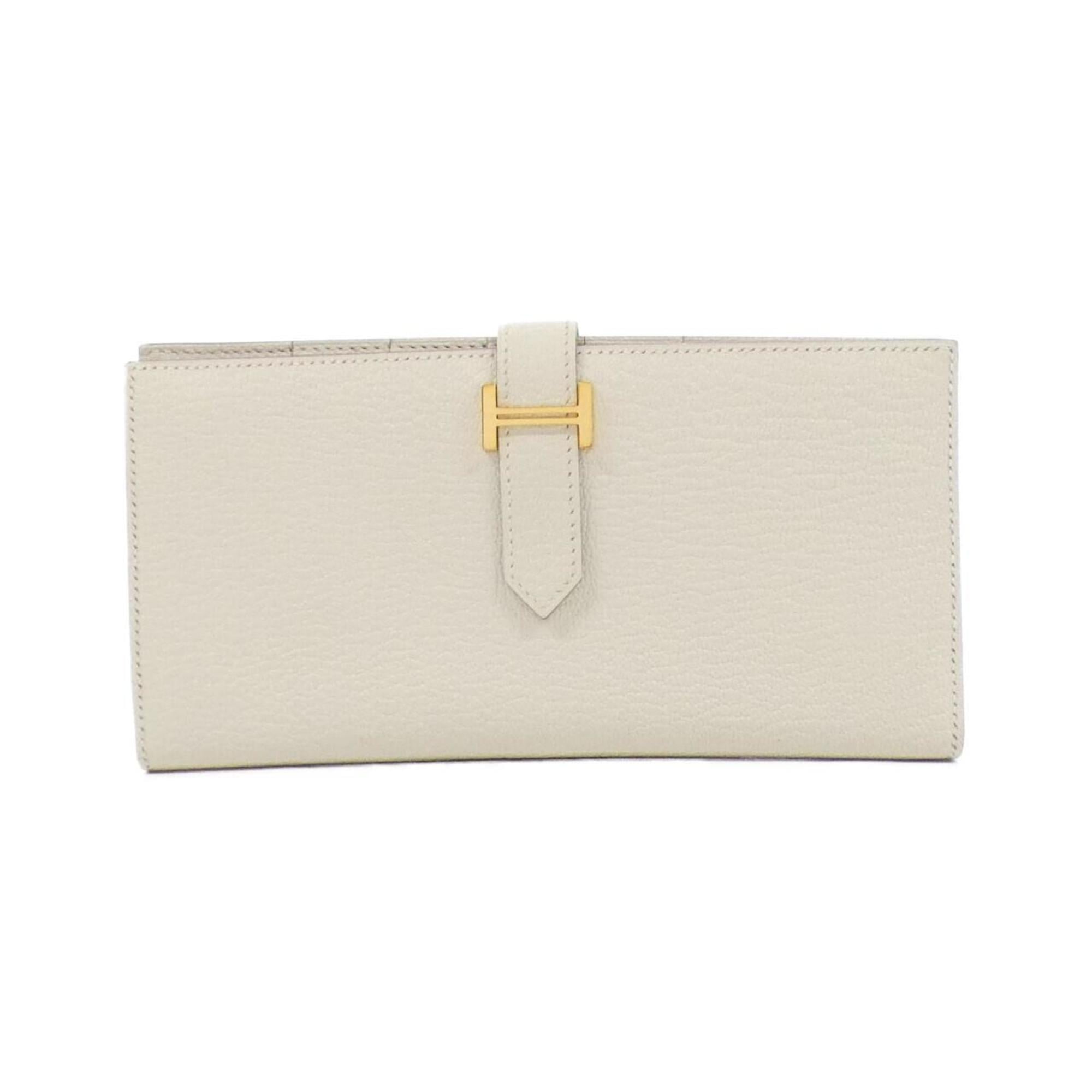 Hermes White Chevre Leather Long Wallet (Bi-Fold) (Pre-Owned)