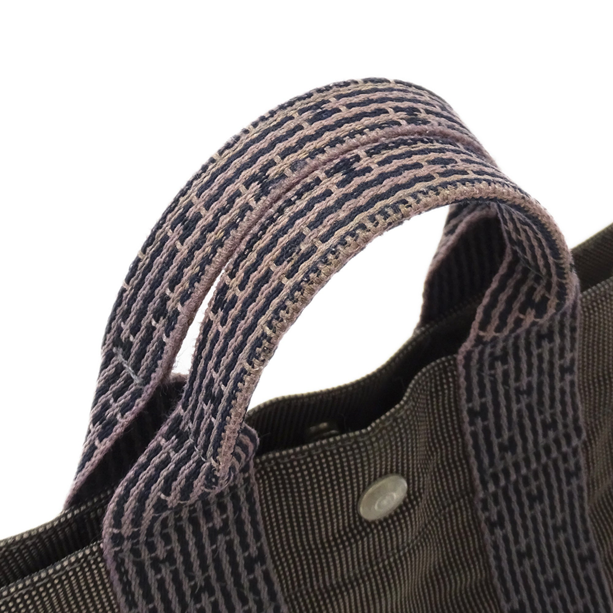 Hermes Black Canvas Handbag Tote Bag (Pre-Owned)
