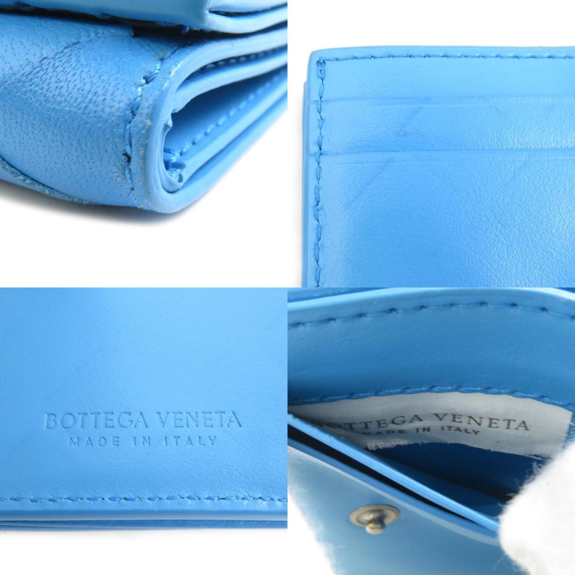 Bottega Veneta Blue Leather Wallet (Tri-Fold) (Pre-Owned)