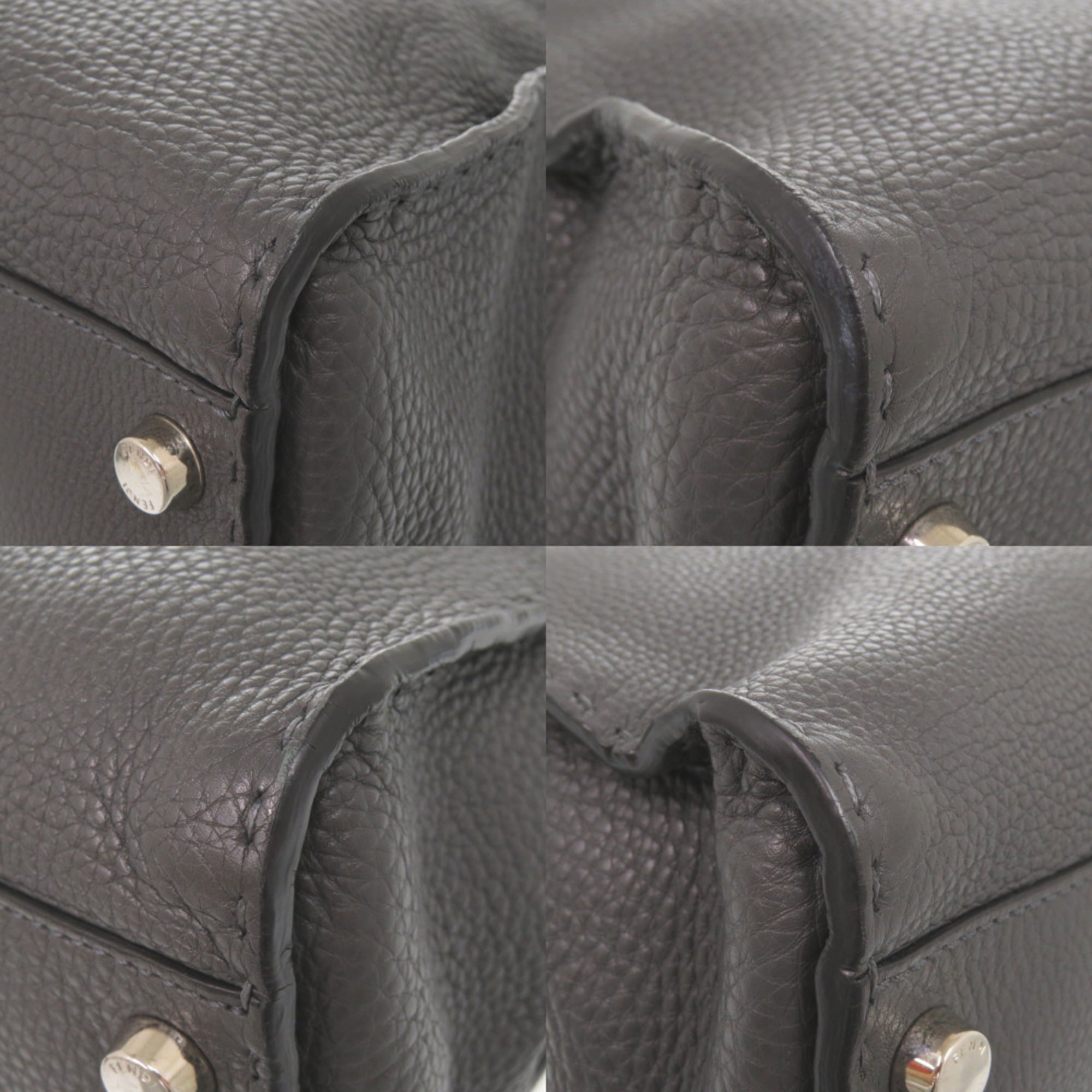 Fendi Gray Leather Handbag (Pre-Owned)