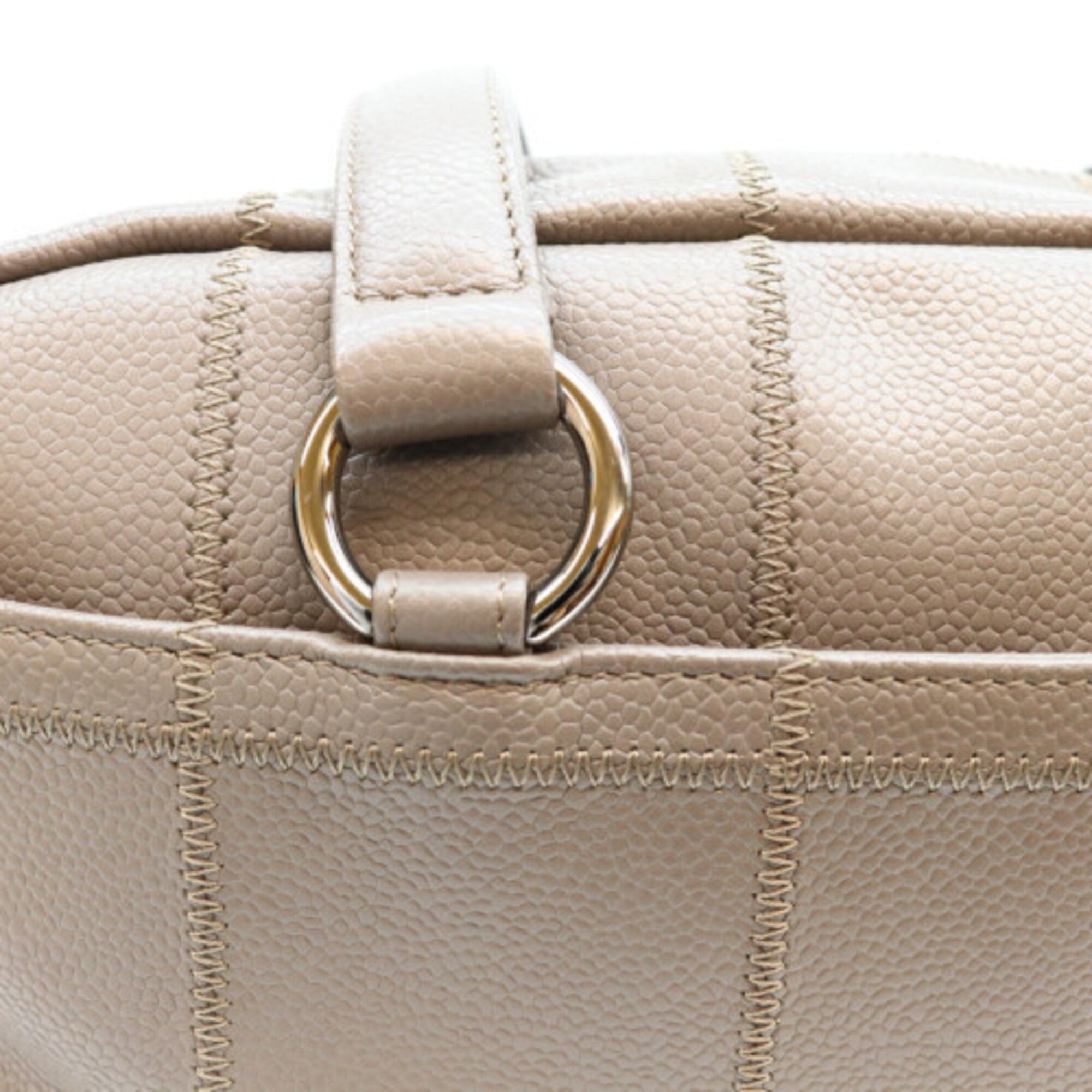Chanel Gray Grained Calfskin Boston Bag (Pre-Owned)
