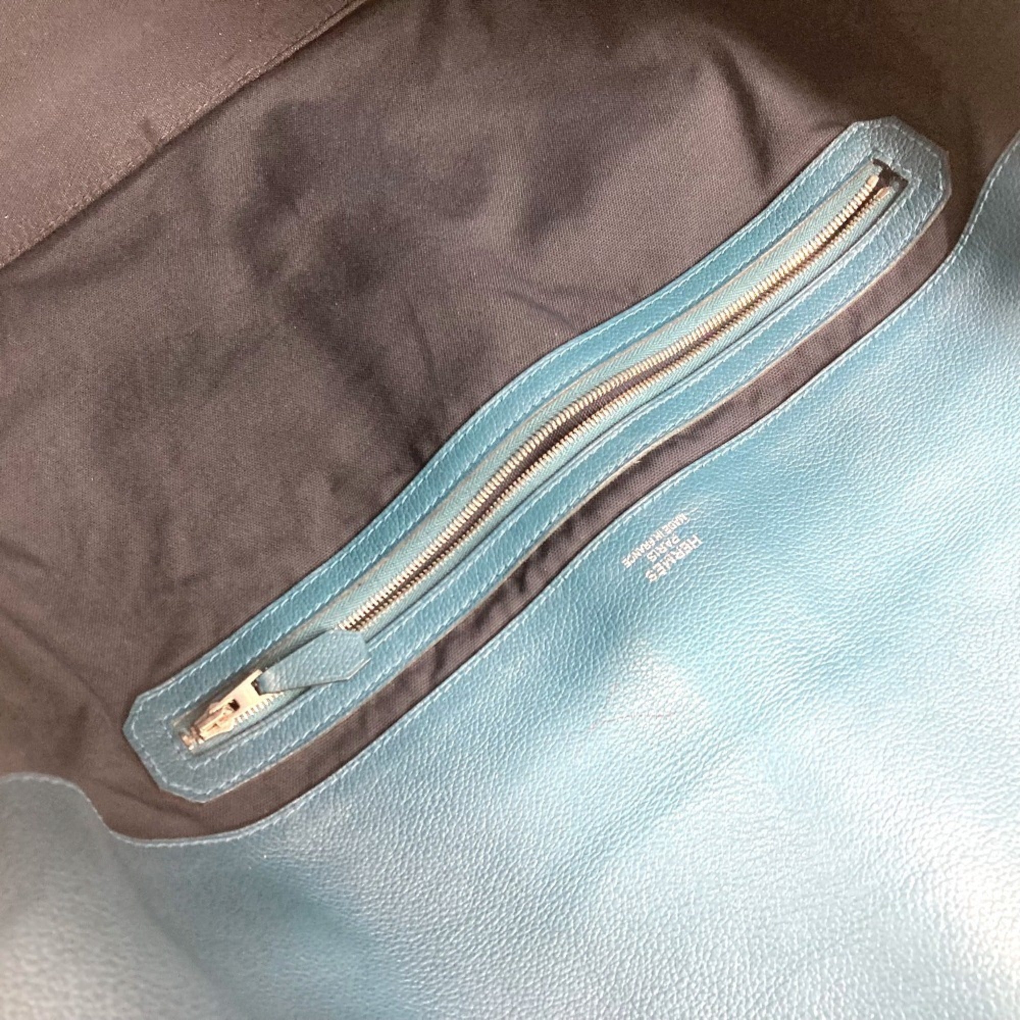 Hermes Blue Navy Leather Messenger Bag Shoulder Bag (Pre-Owned)