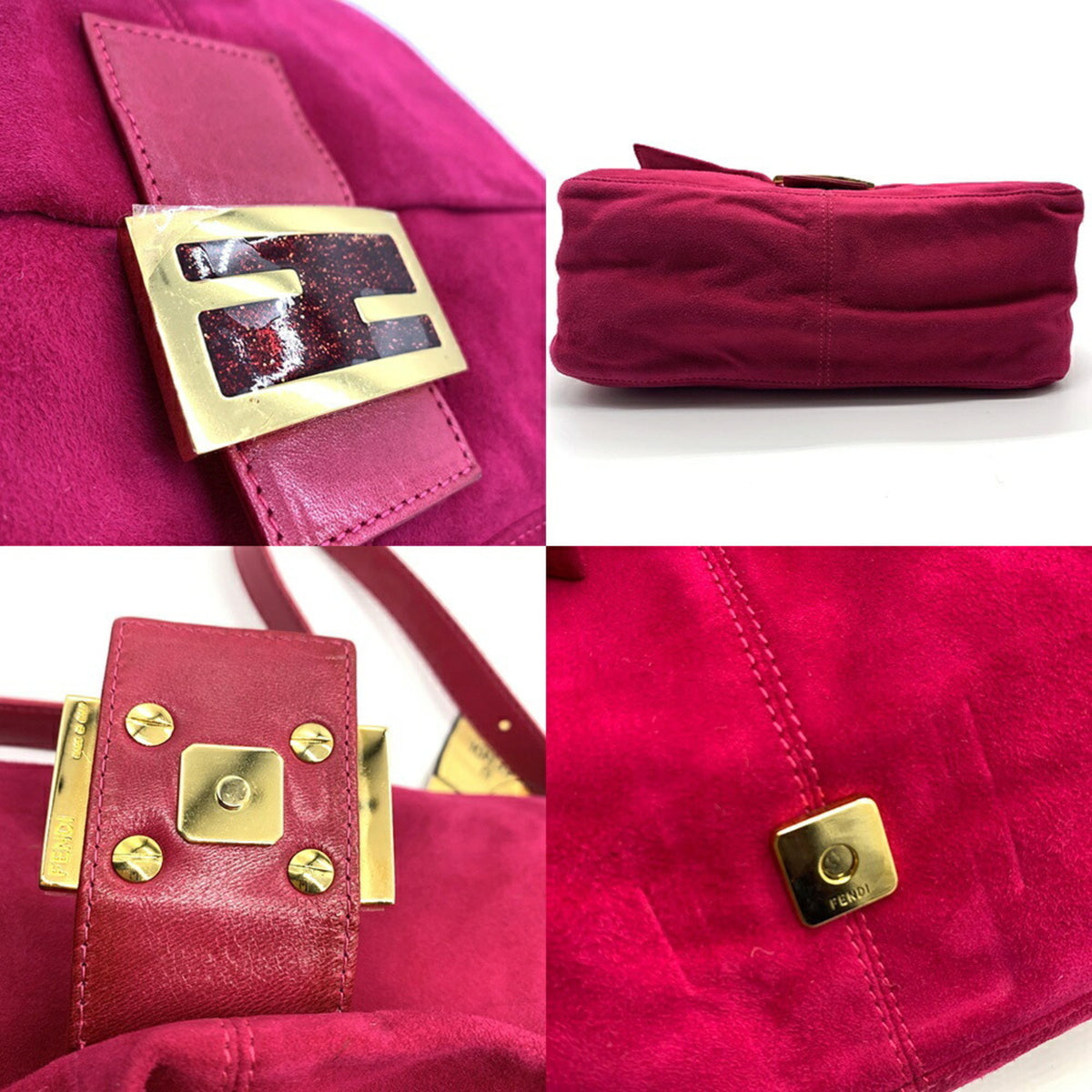 Fendi Pink Pink Red Suede Leather Handbag (Pre-Owned)