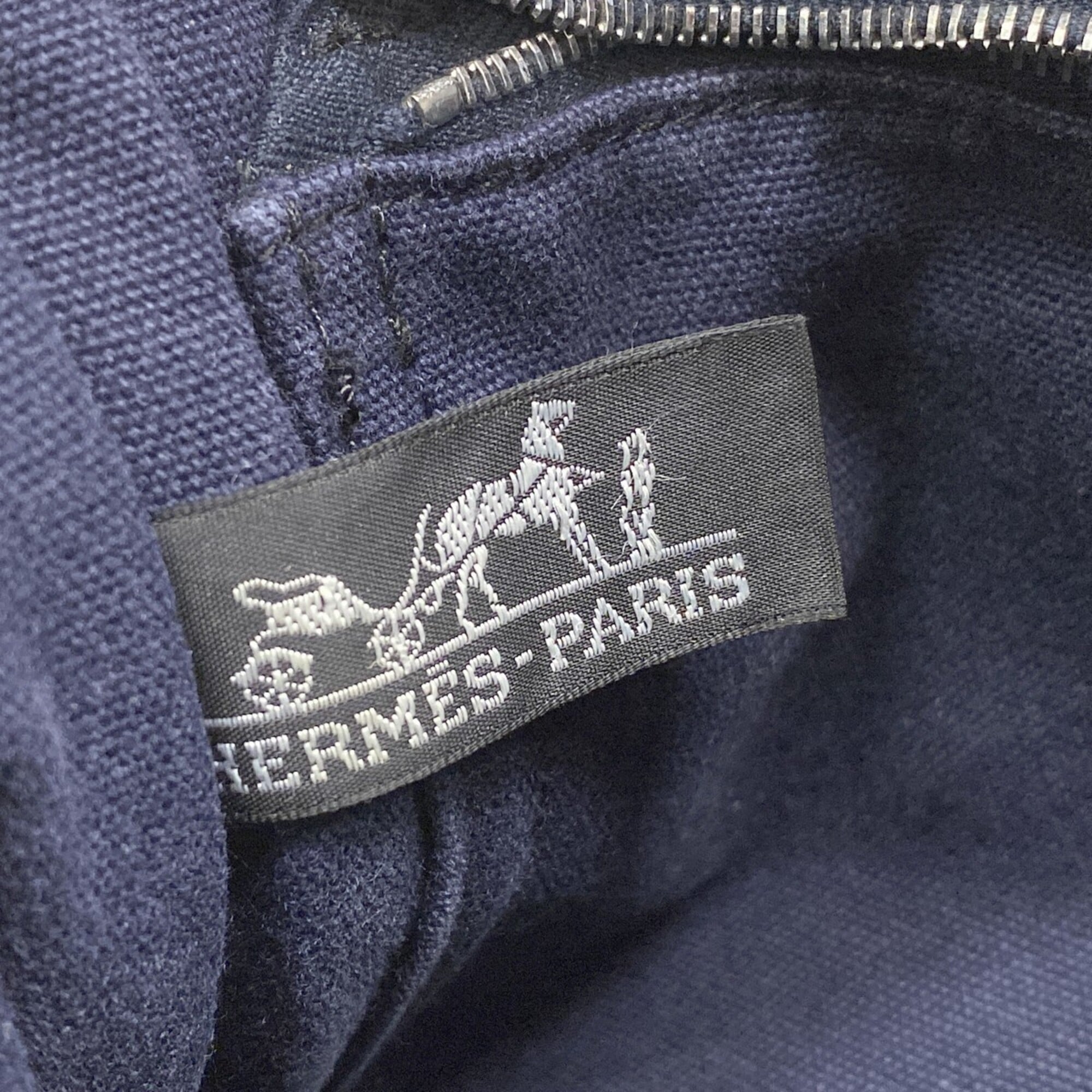 Hermes Black Navy Canvas Tote Bag (Pre-Owned)