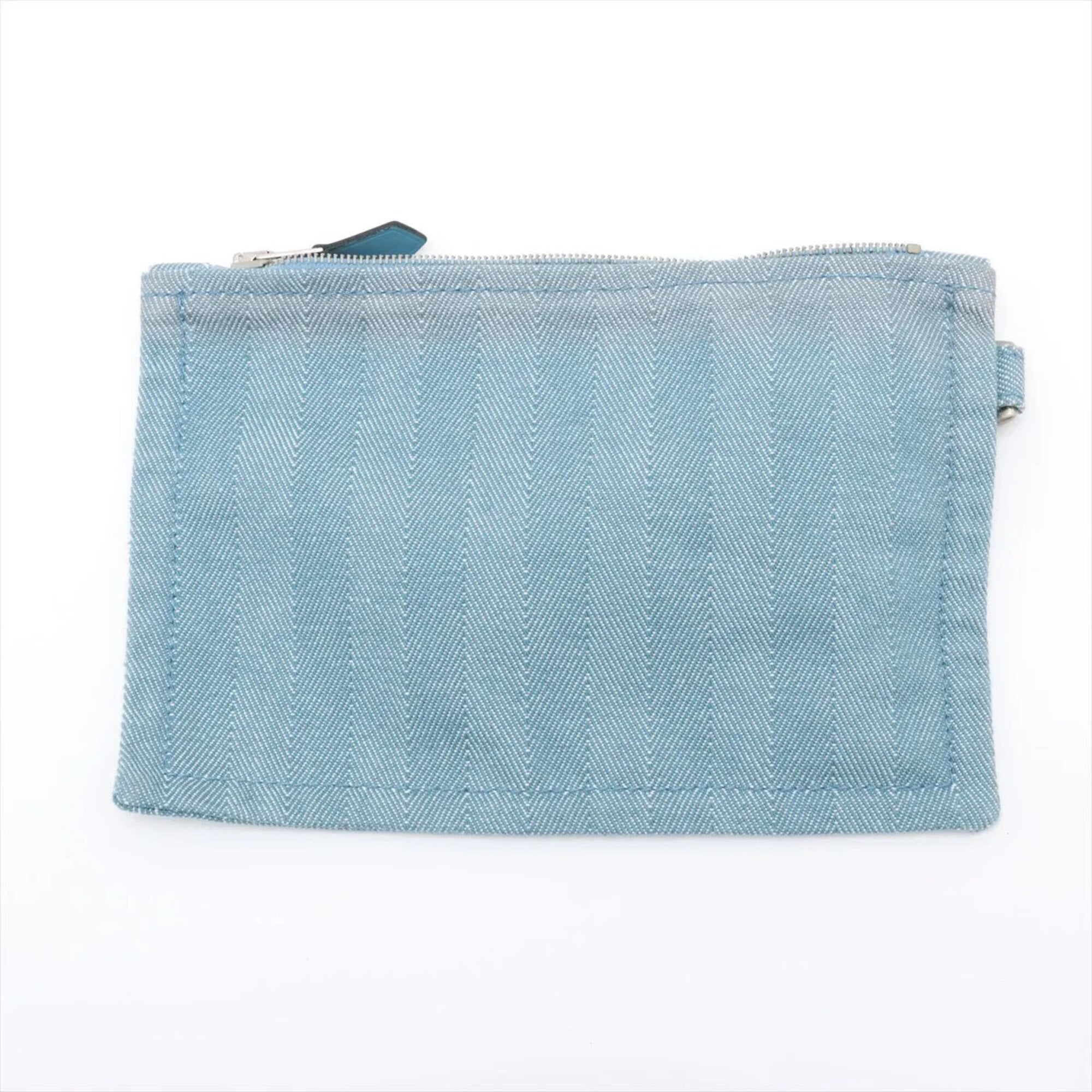 Hermes Blue Jean Leather Canvas Handbag Shoulder Bag Tote Bag (Pre-Owned)
