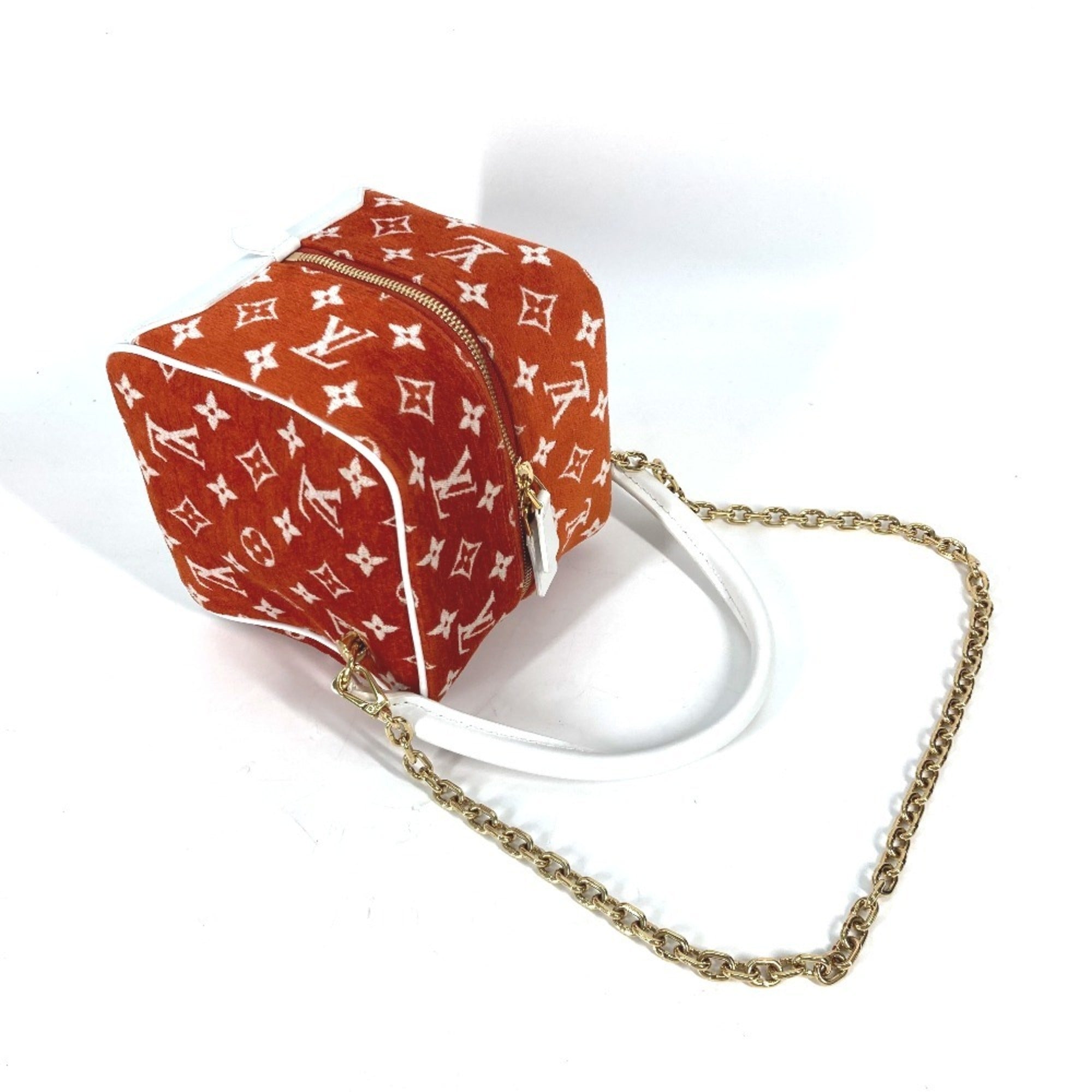 Louis Vuitton Brown Orange Velvet Handbag Shoulder Bag (Pre-Owned)