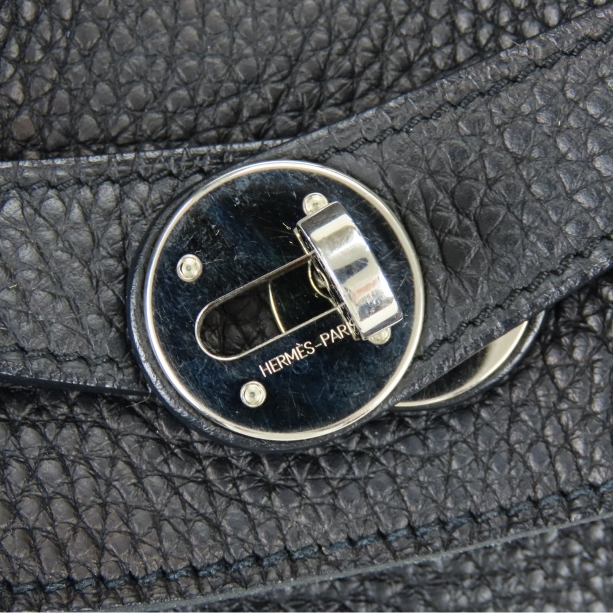 Hermes Lindy Black Taurillon Clemence Leather Handbag (Pre-Owned)