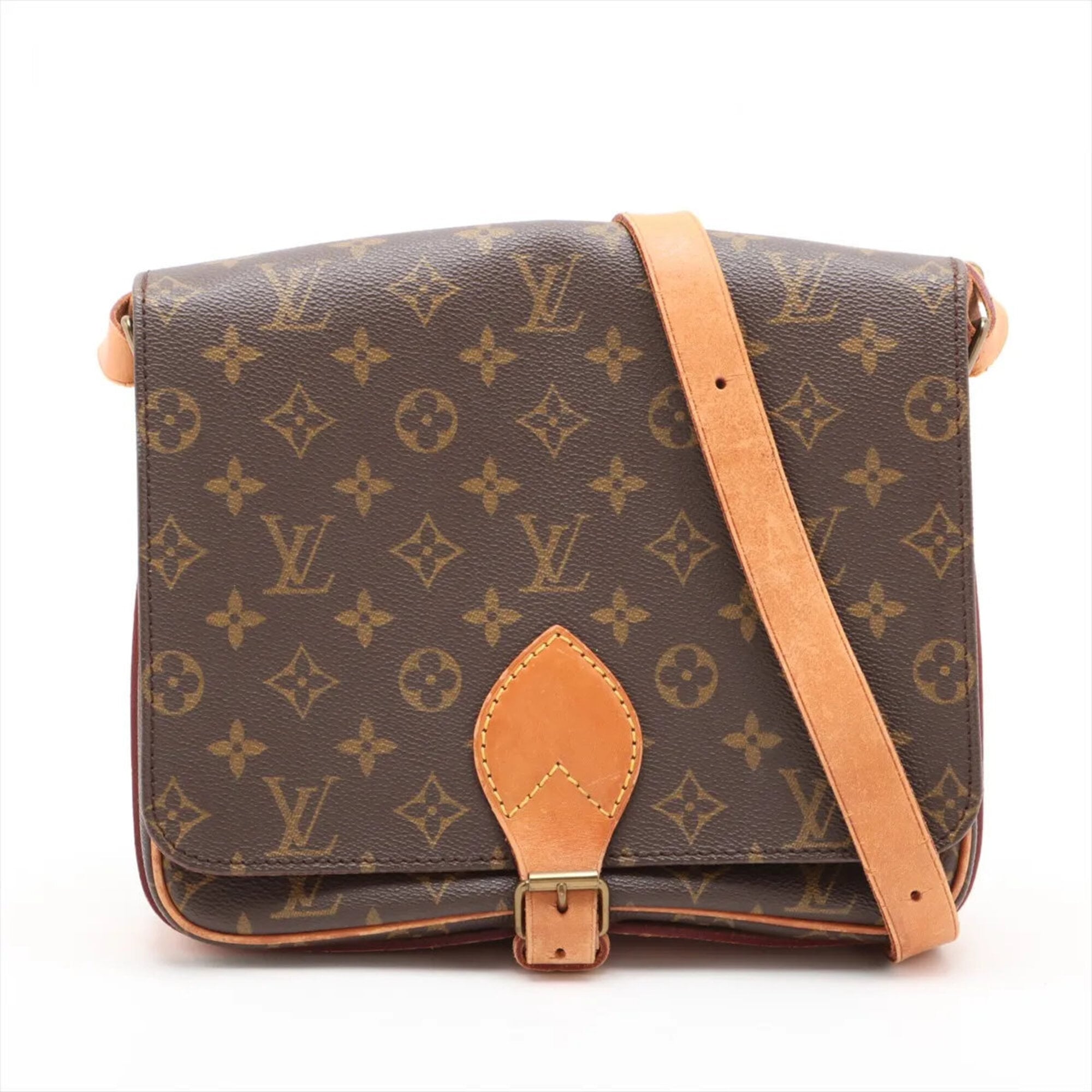 Louis Vuitton Brown Leather Coated Canvas Shoulder Bag Tote Bag (Pre-Owned)