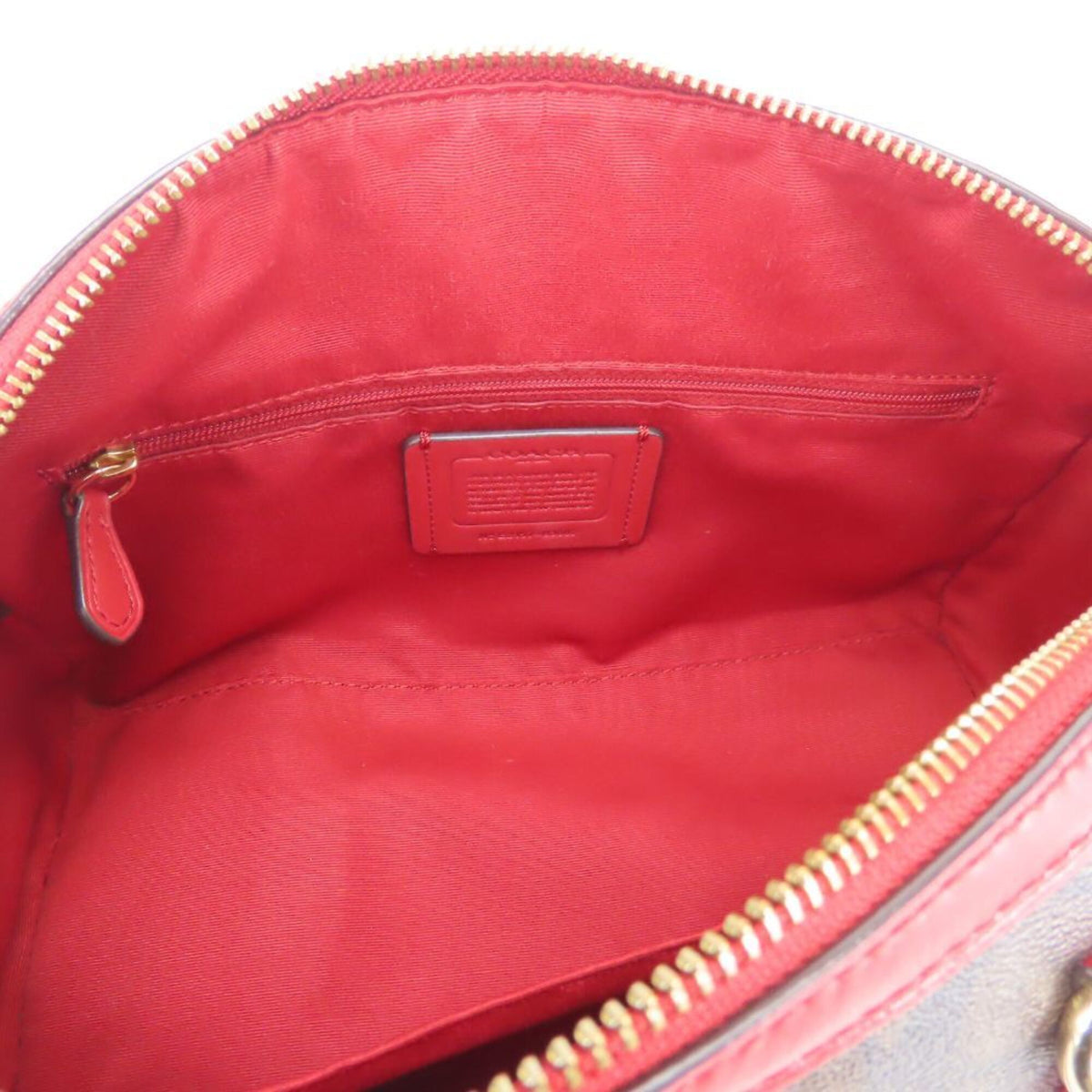 Coach Signature Brown Red Color Signature Line Handbag (Pre-Owned)