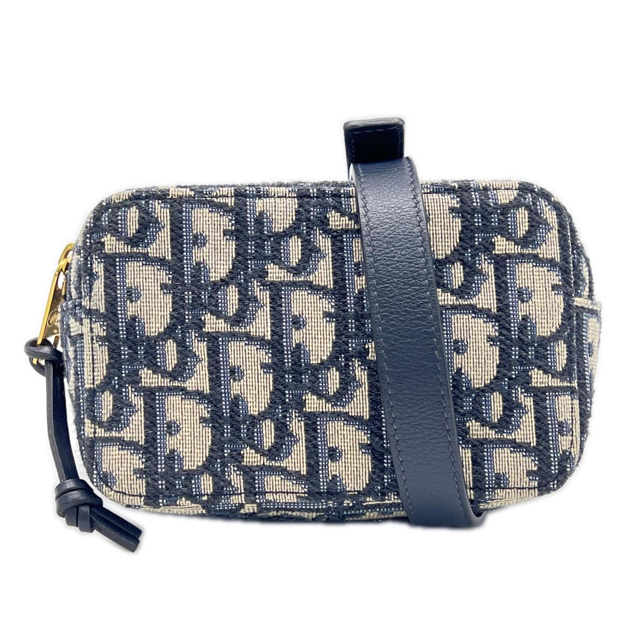 Christian Dior Trotter Beige Blue Canvas Leather Fanny Pack (Pre-Owned)