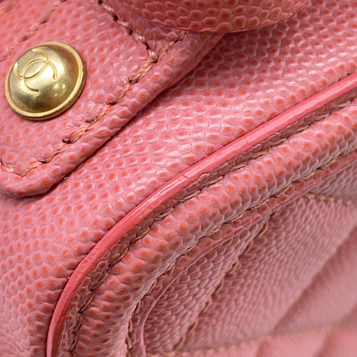 Chanel Pink Grained Calfskin Handbag Shoulder Bag Vanity Bag (Pre-Owned)