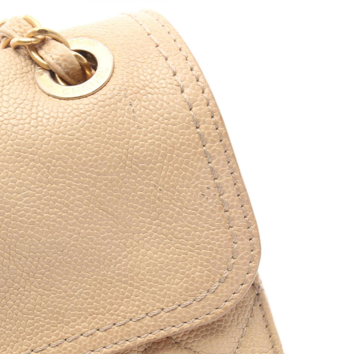 Chanel Beige Grained Calfskin Handbag Shoulder Bag (Pre-Owned)