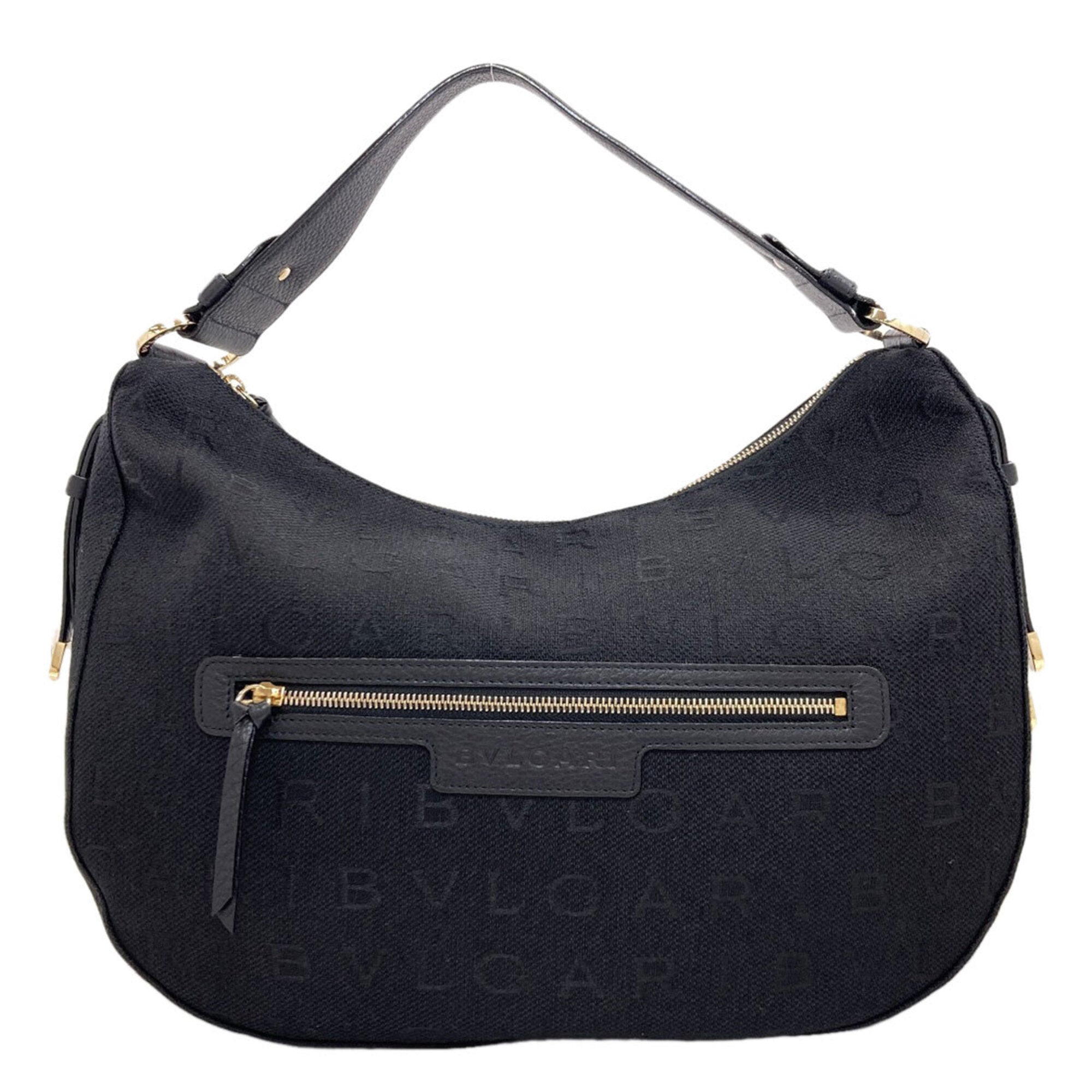 Bvlgari Logomania Black Canvas Shoulder Bag (Pre-Owned)