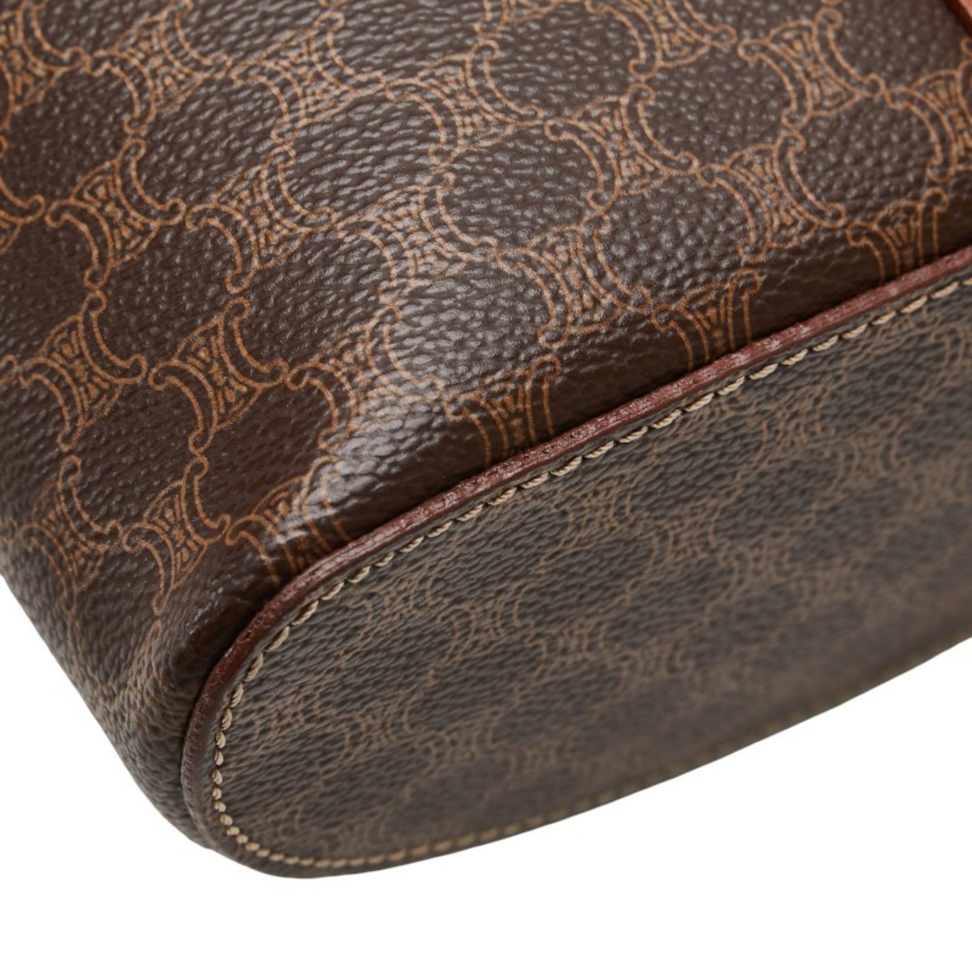 Celine Macadam Brown Pvc Leather Shoulder Bag Vanity Bag (Pre-Owned)
