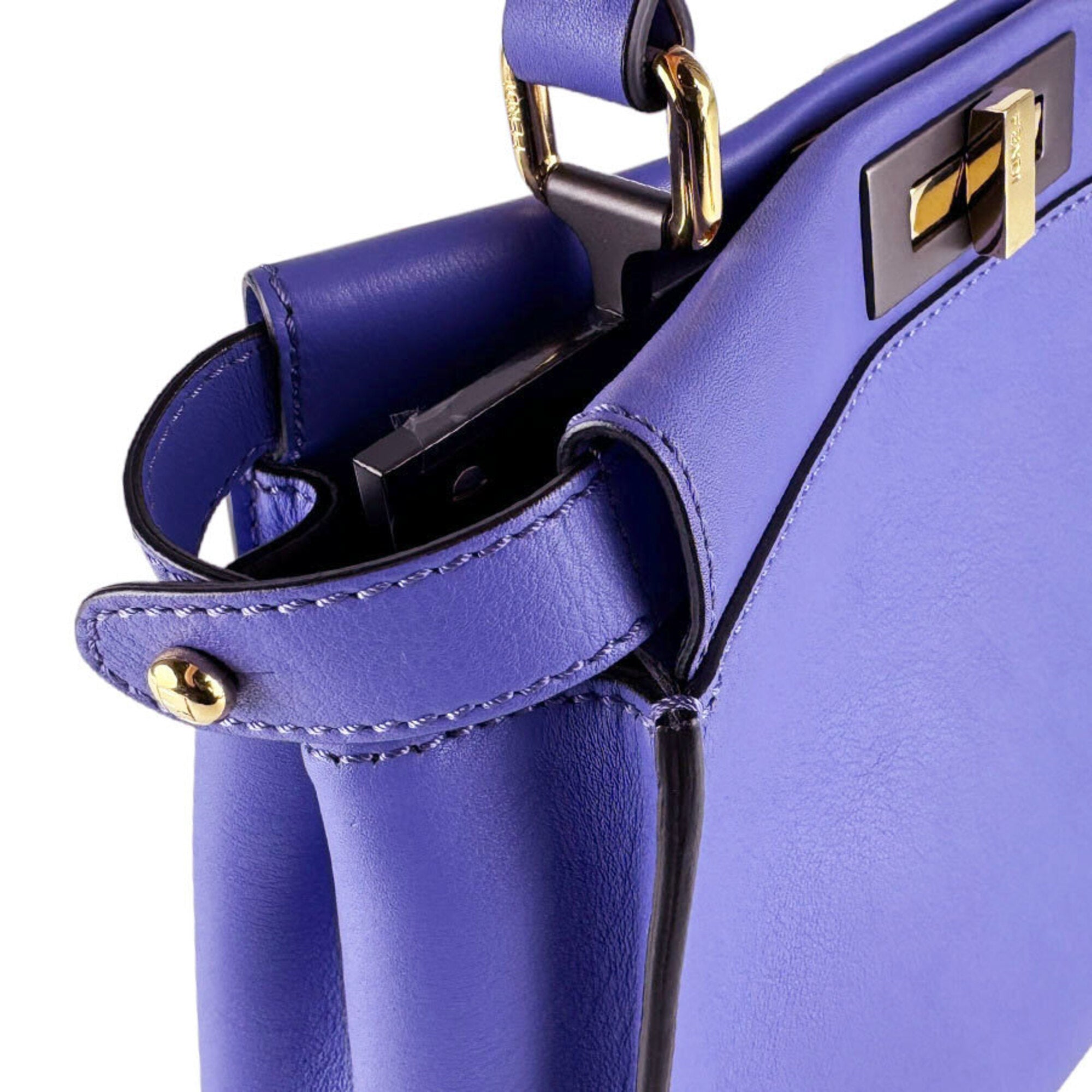 Fendi Purple Leather Handbag Shoulder Bag (Pre-Owned)