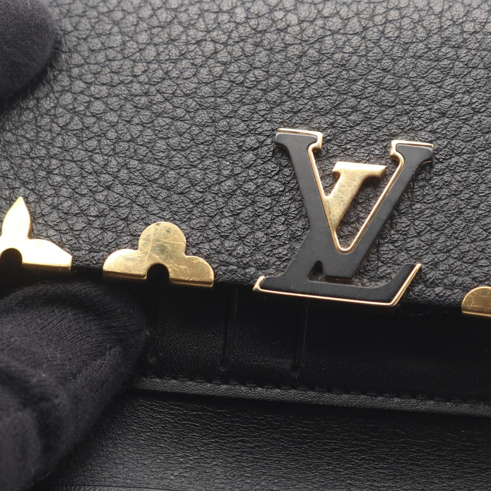 Louis Vuitton Black Leather Wallet (Tri-Fold) (Pre-Owned)