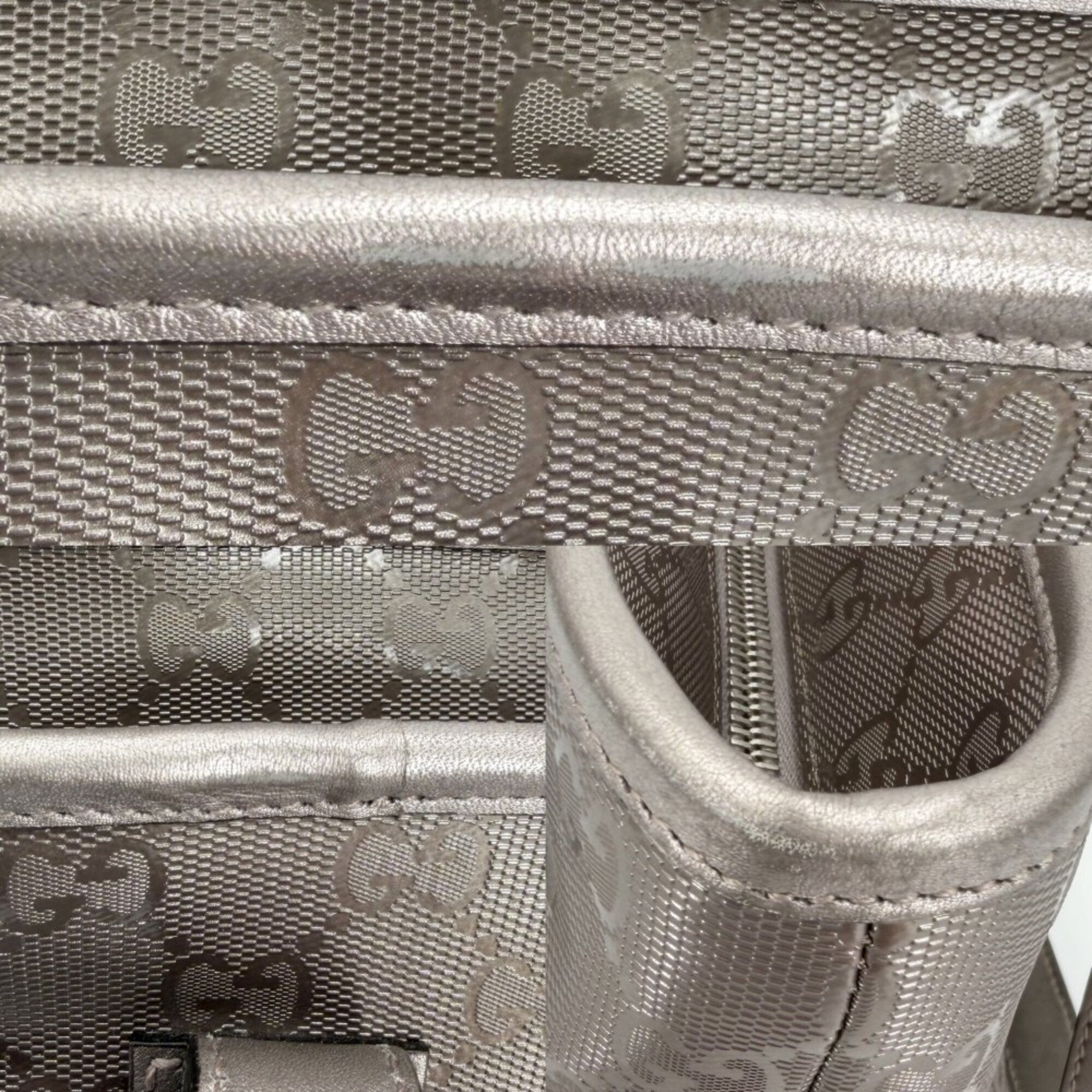 Gucci Metallic Pink White Gg Imprimé Coated Canvas Handbag Tote Bag (Pre-Owned)