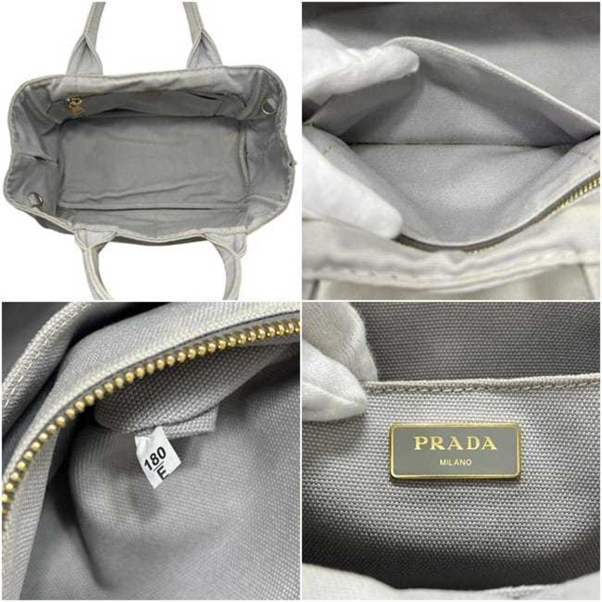 Prada Gray Canvas Tote Bag (Pre-Owned)