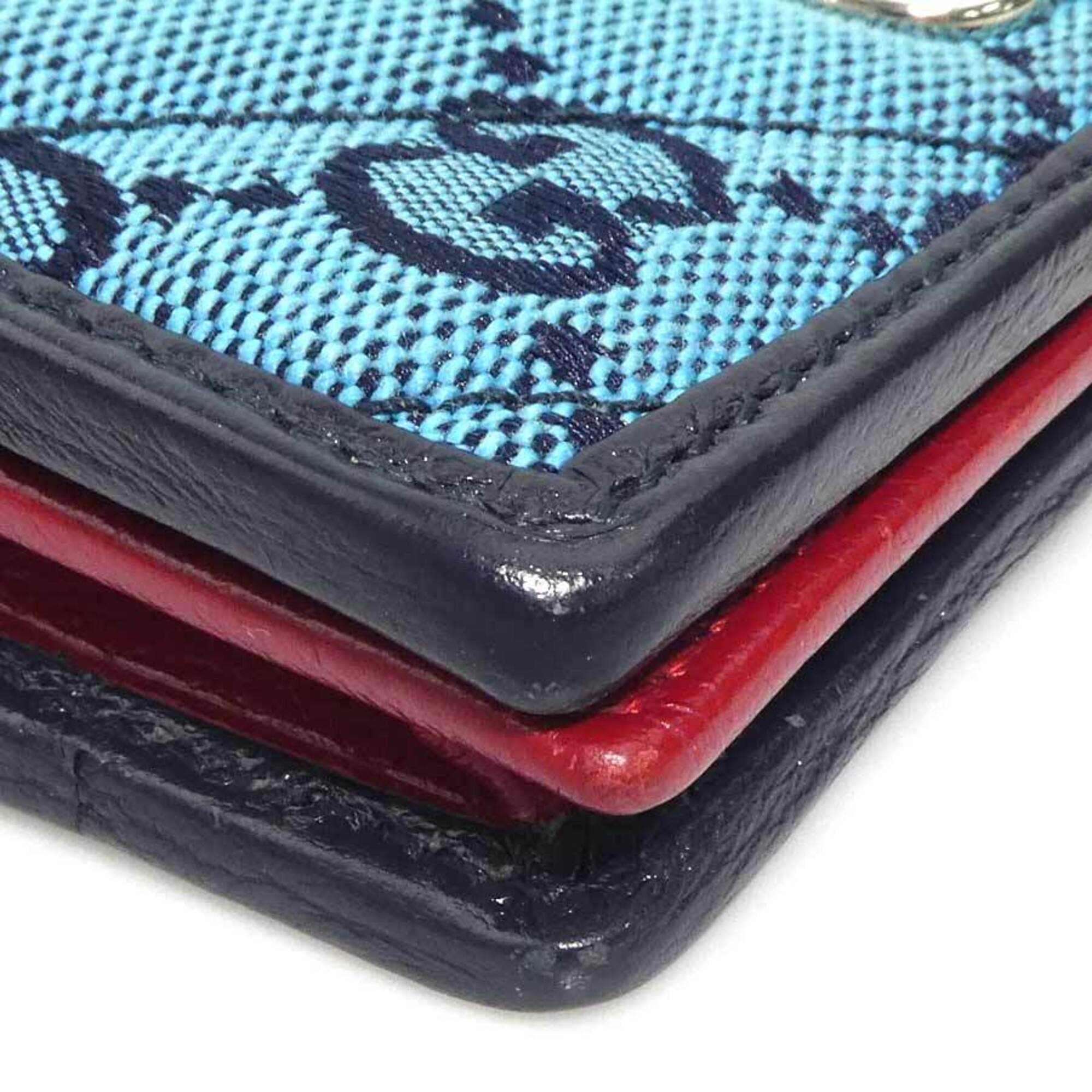 Gucci Blue Pink Gg Canvas Wallet (Bi-Fold) (Pre-Owned)