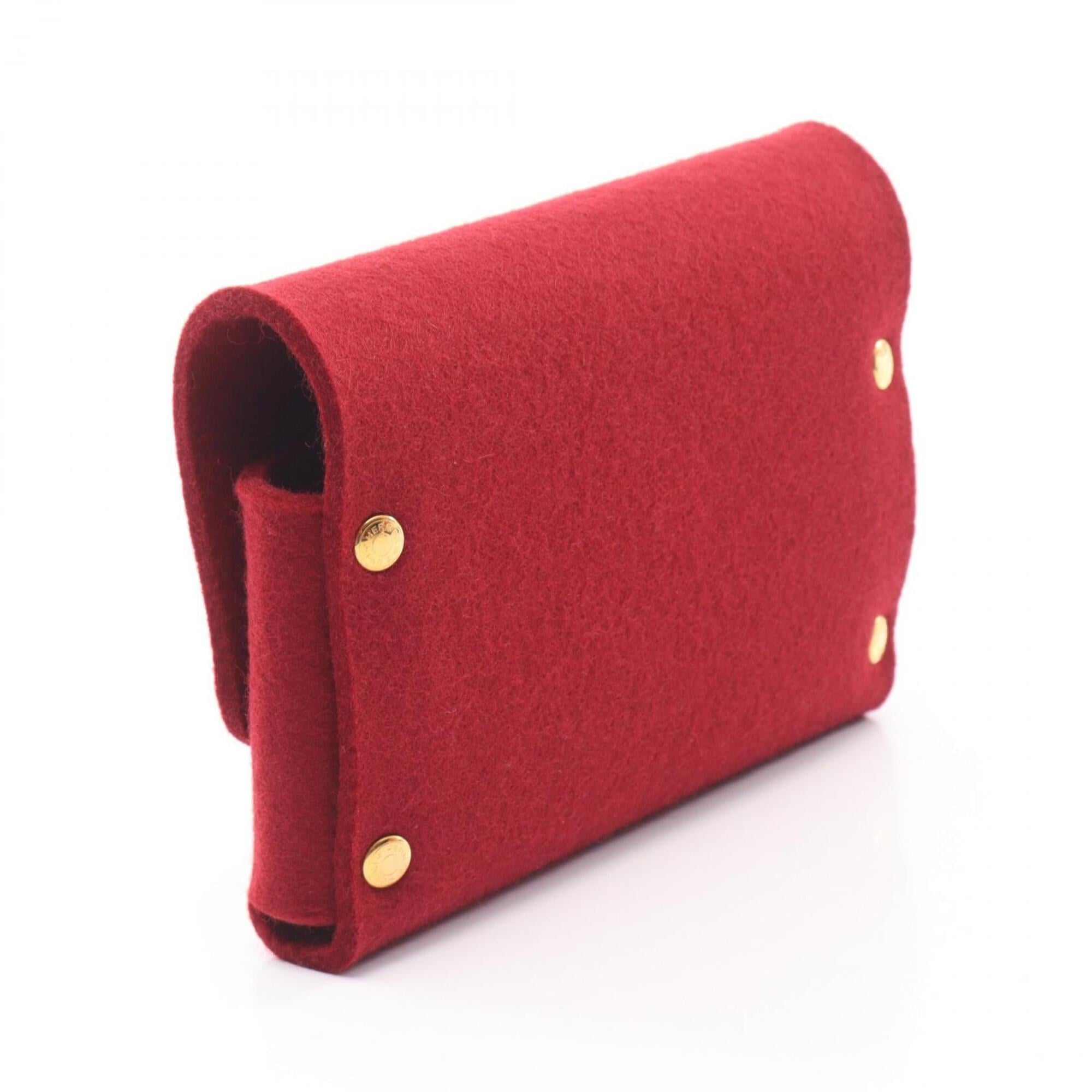 Hermes Red Color Felt Handbag Pouch (Pre-Owned)