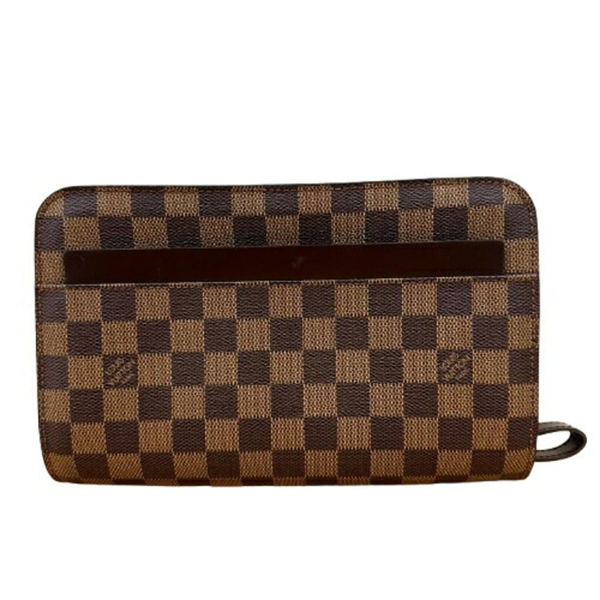 Louis Vuitton Brown Damier Canvas Leather Clutch Bag (Pre-Owned)