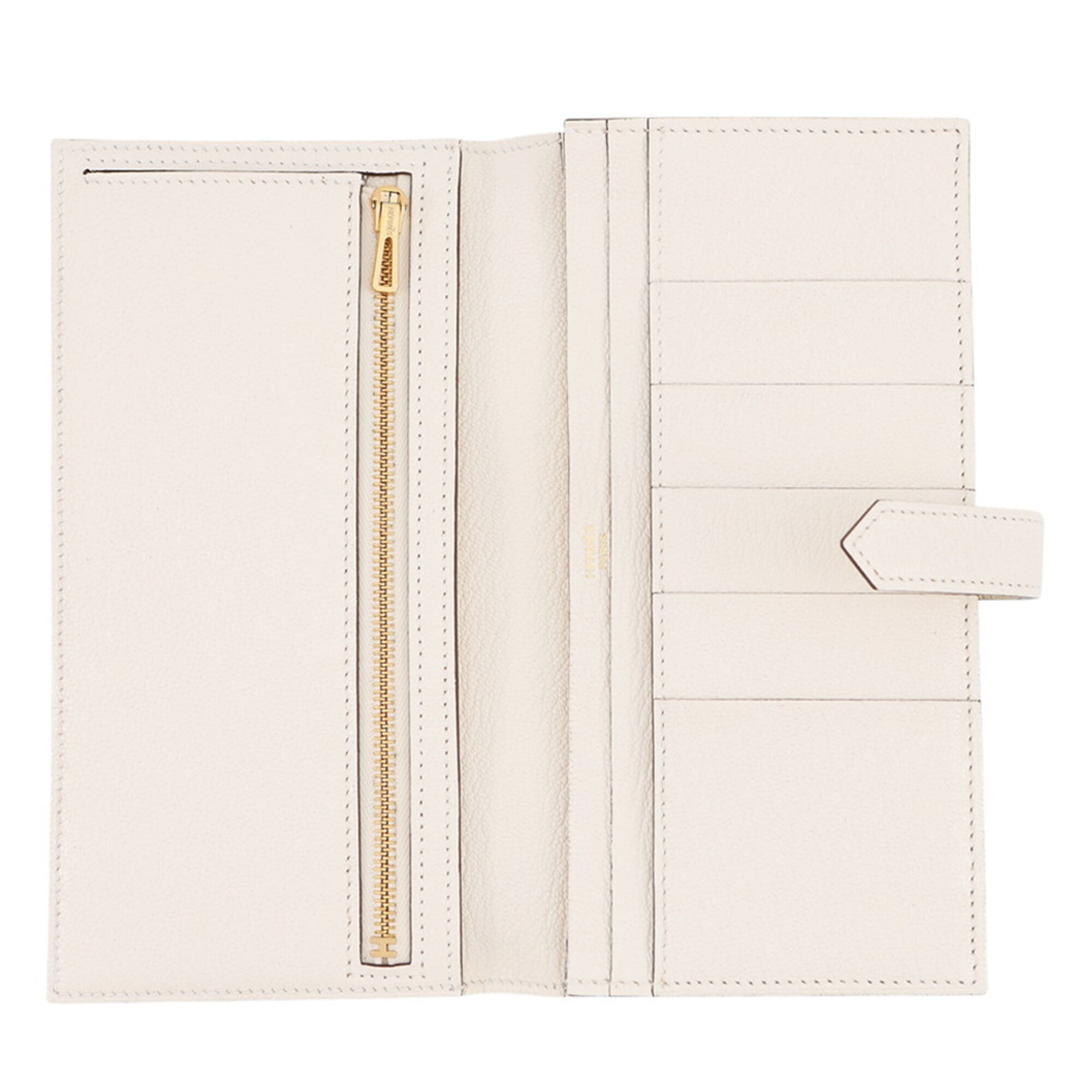Hermes Ivory Chevre Leather Long Wallet (Bi-Fold) (Pre-Owned)