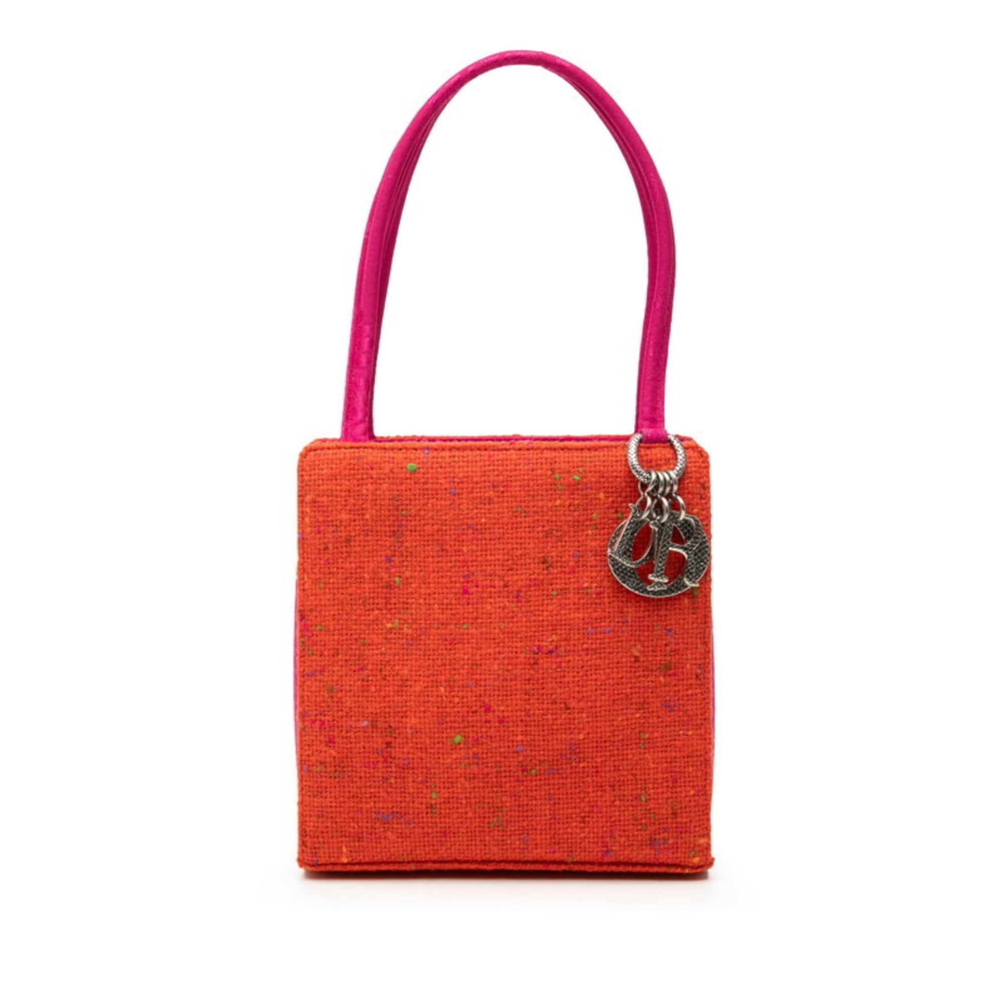 Christian Dior Orange Pink Tweed Handbag (Pre-Owned)