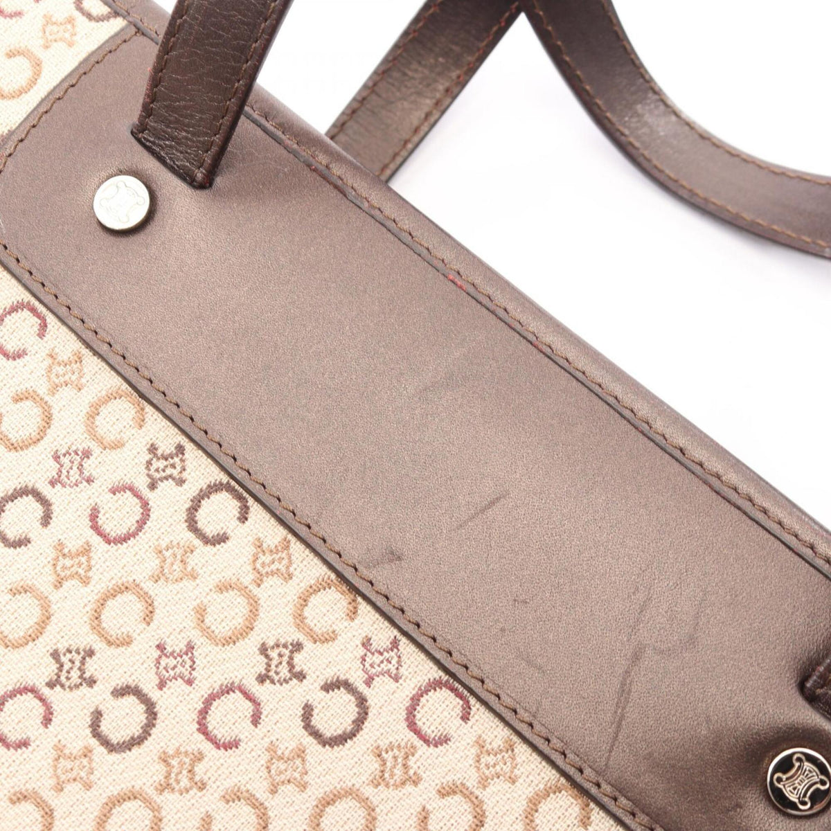 Celine Beige Brown Canvas Leather Handbag (Pre-Owned)