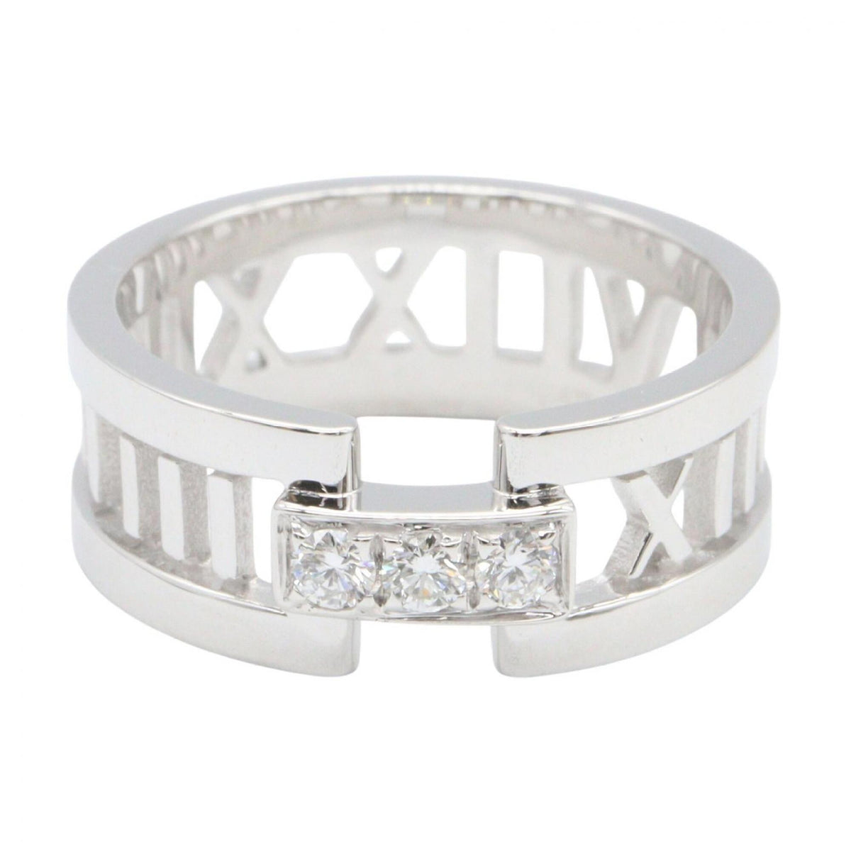 Tiffany Silver Clear White Gold (18K) Band Ring (Pre-Owned)
